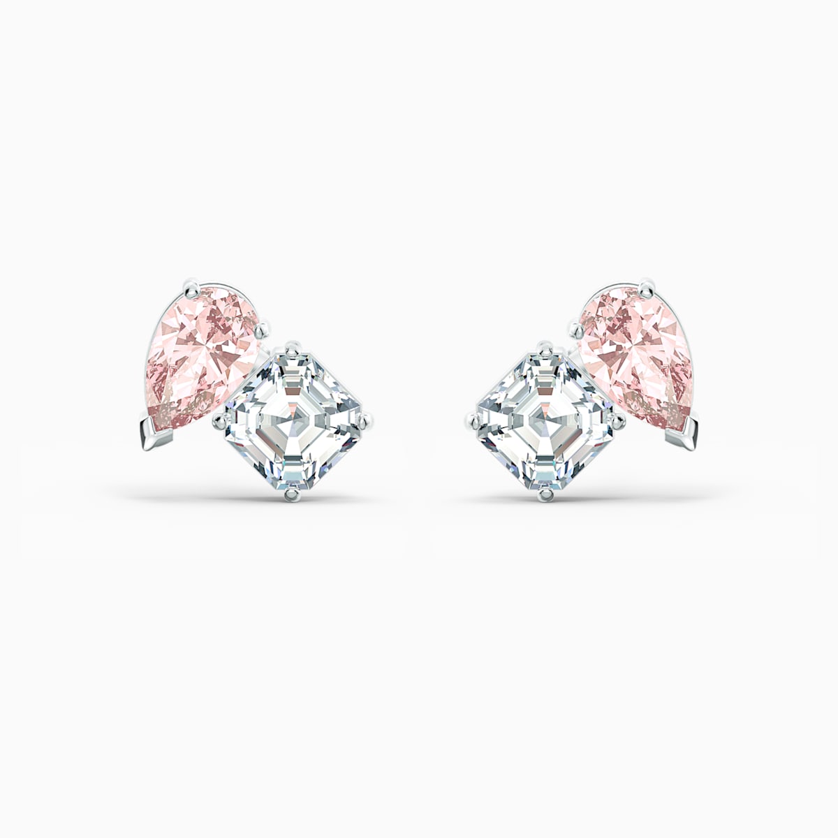 Attract Soul Pierced Earrings, Pink, Rhodium plated - Swarovski, 5517118