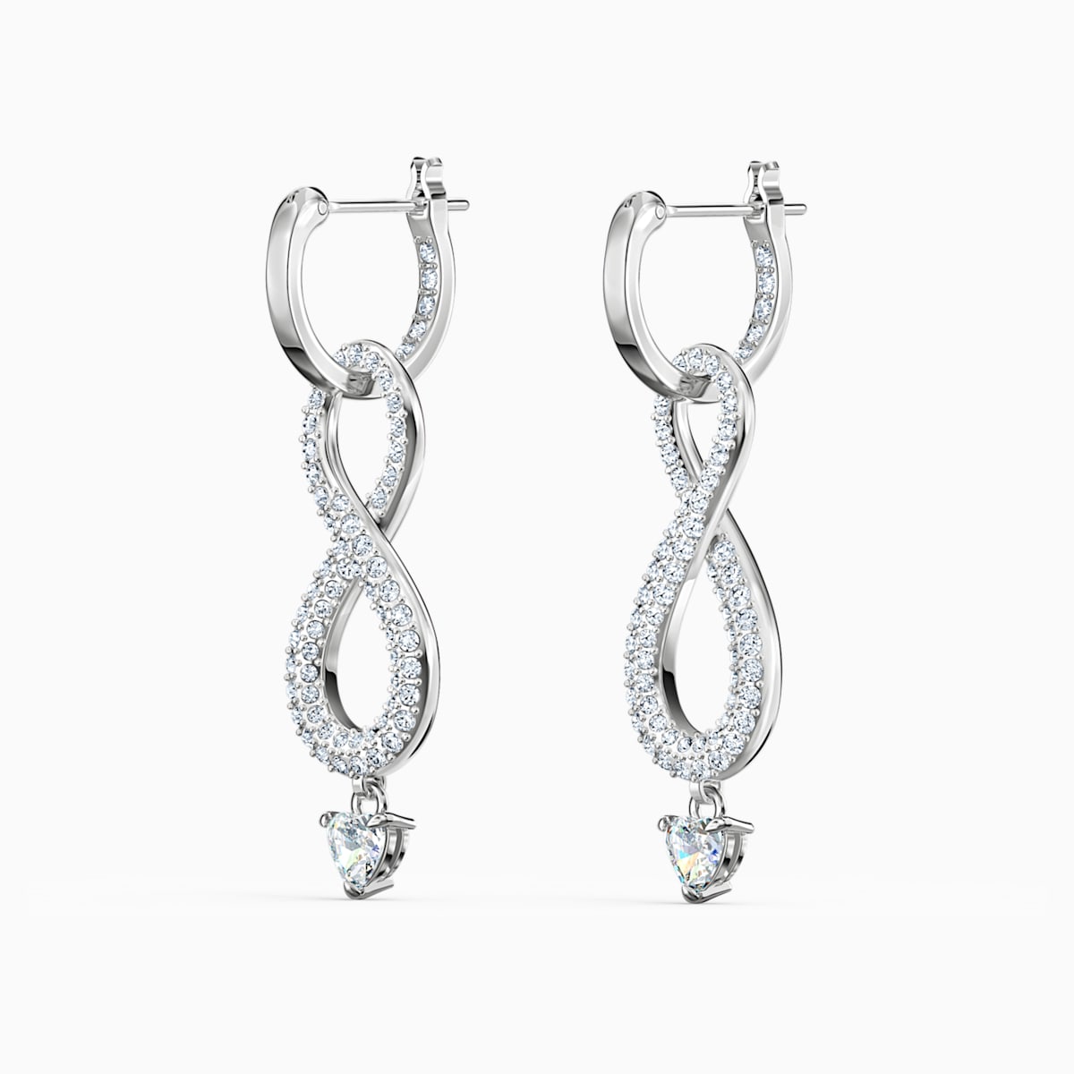 Swarovski Infinity Pierced Earrings, White, Rhodium plated - Swarovski, 5520578