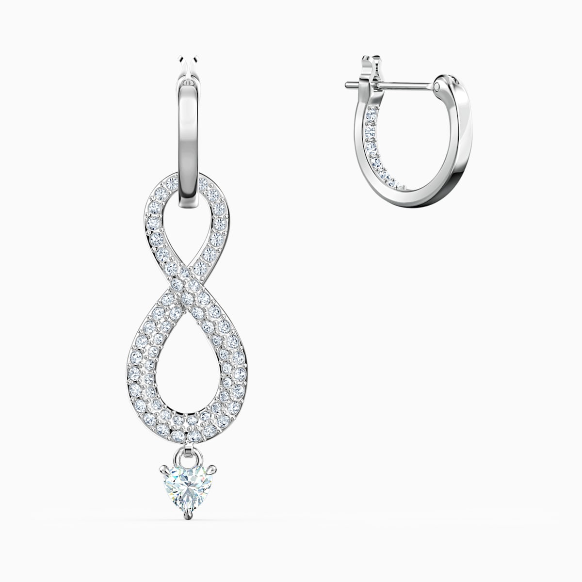 Swarovski Infinity Pierced Earrings, White, Rhodium plated - Swarovski, 5520578