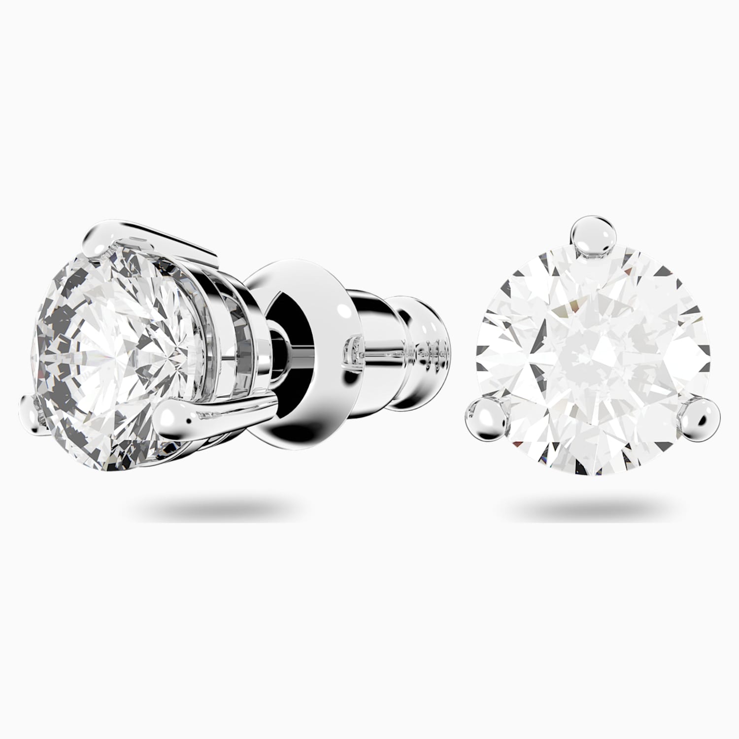 Solitaire Pierced Earrings White Rhodium Plated Swarovski Com