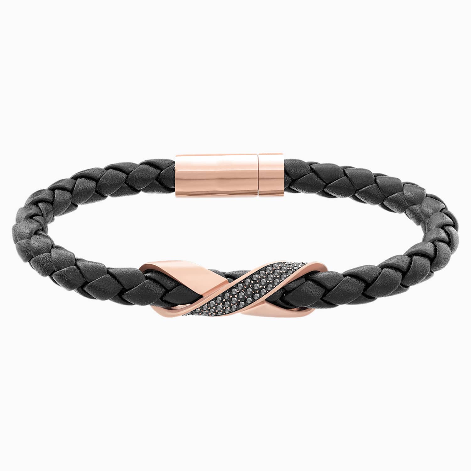 Cross Signature Bileklik Derisi Siyah Pembe Altin Rengi Kaplama Swarovski Com