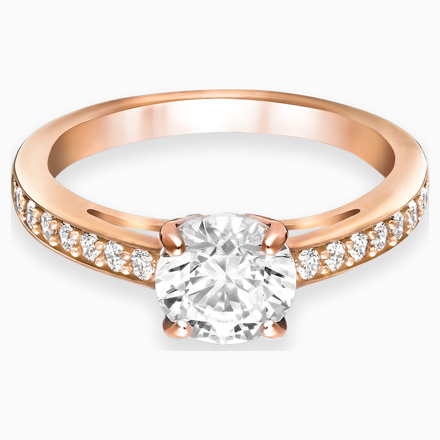 Attract Round Ring White Rose Gold Tone Plated Swarovski Com