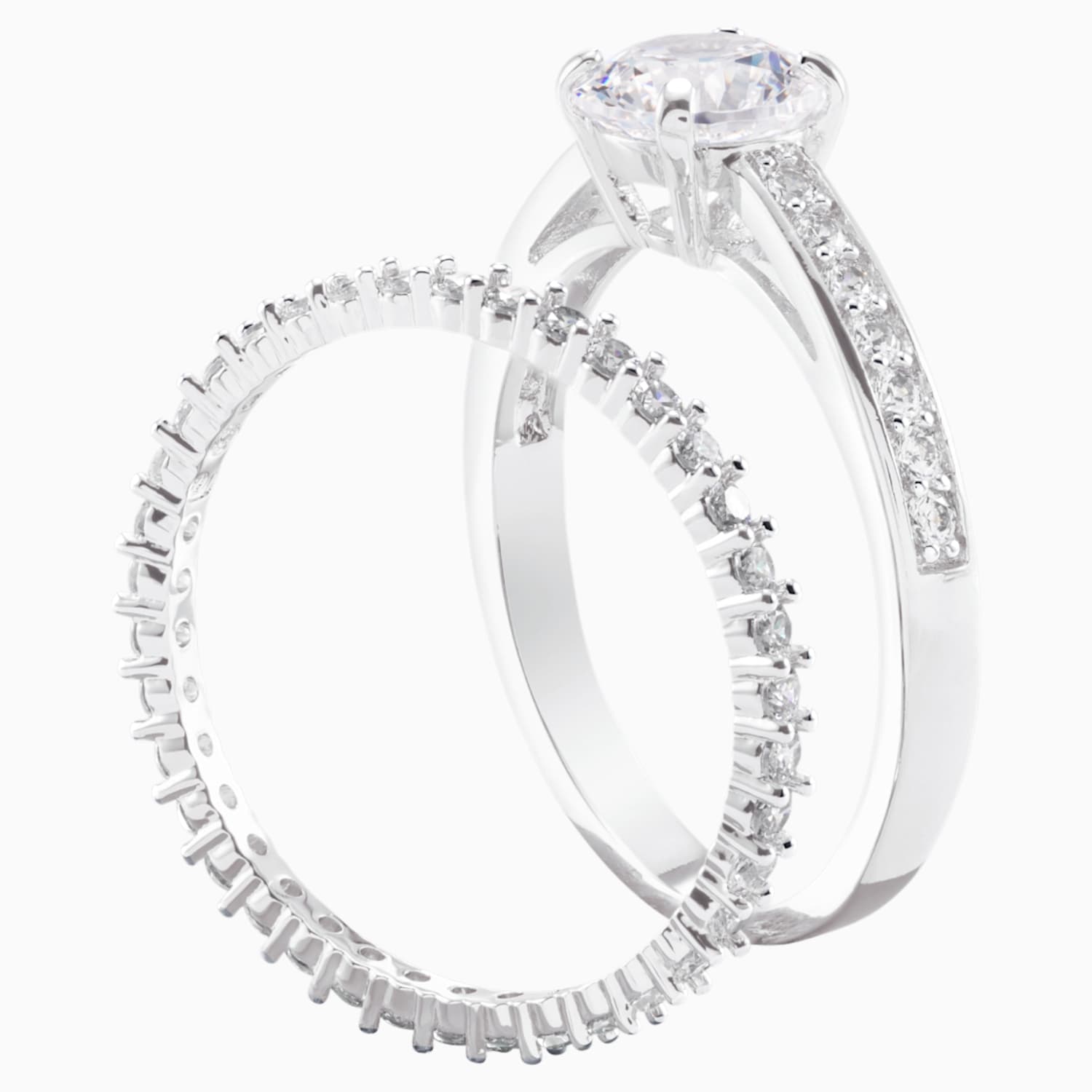 Attract Ring Set White Rhodium Plated Swarovski Com