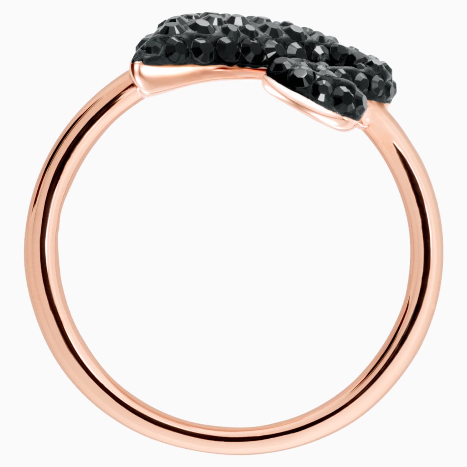 Swarovski Iconic Swan Ring Black Rose Gold Tone Plated Swarovski Com
