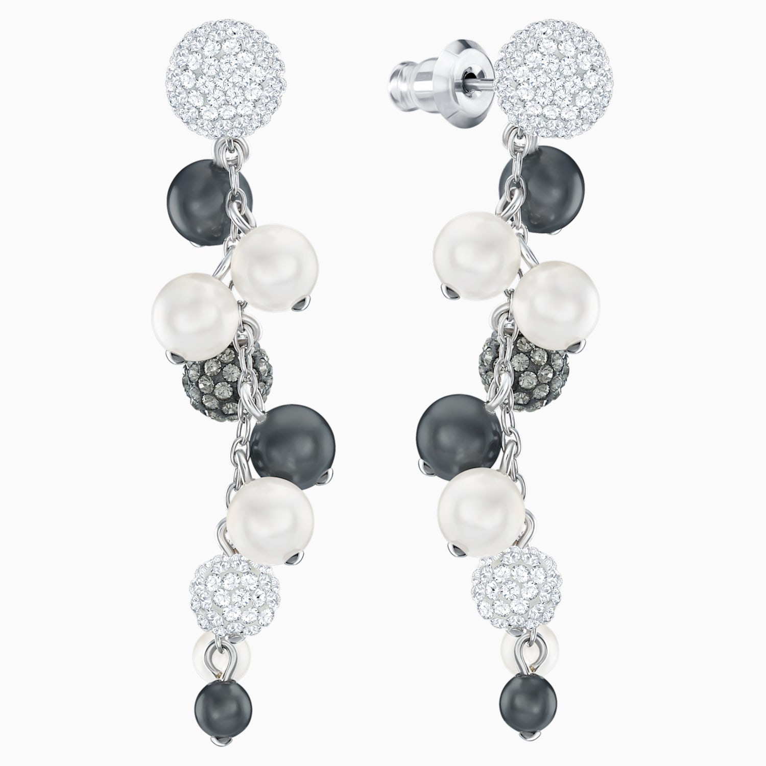 Lady Jane Pierced Earrings Multi Colored Rhodium Plated