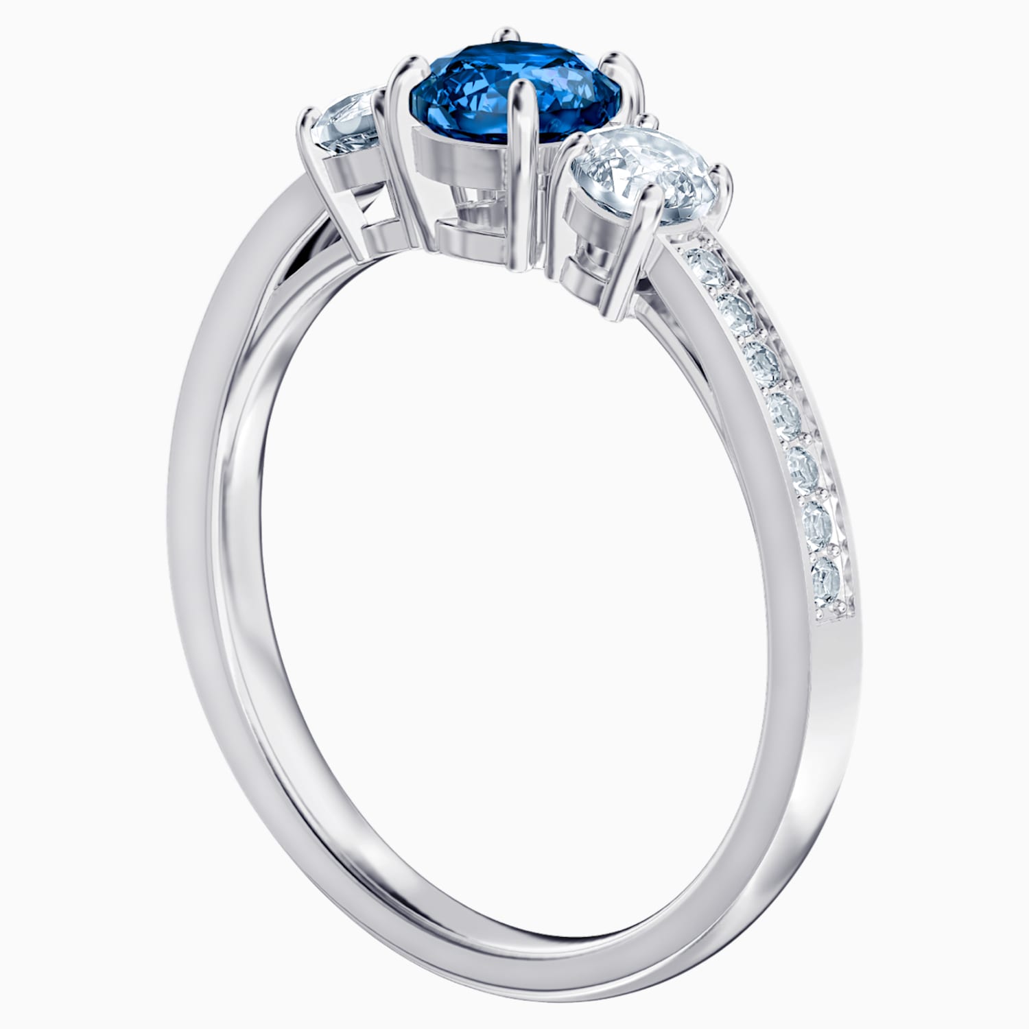 Attract Trilogy Round Yuzuk Mavi Rodyum Kaplama Swarovski Com