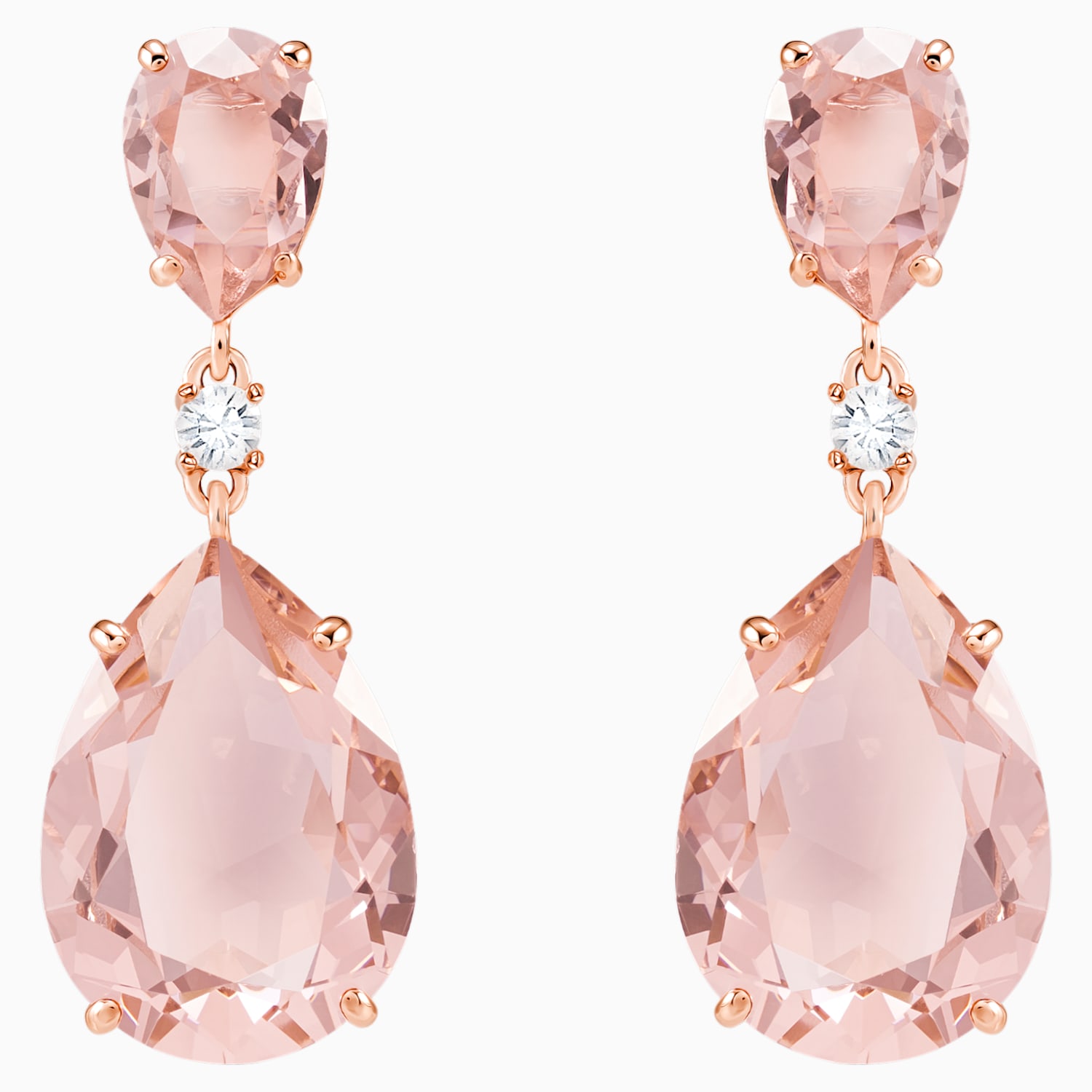 Pink tone crystal drop earrings