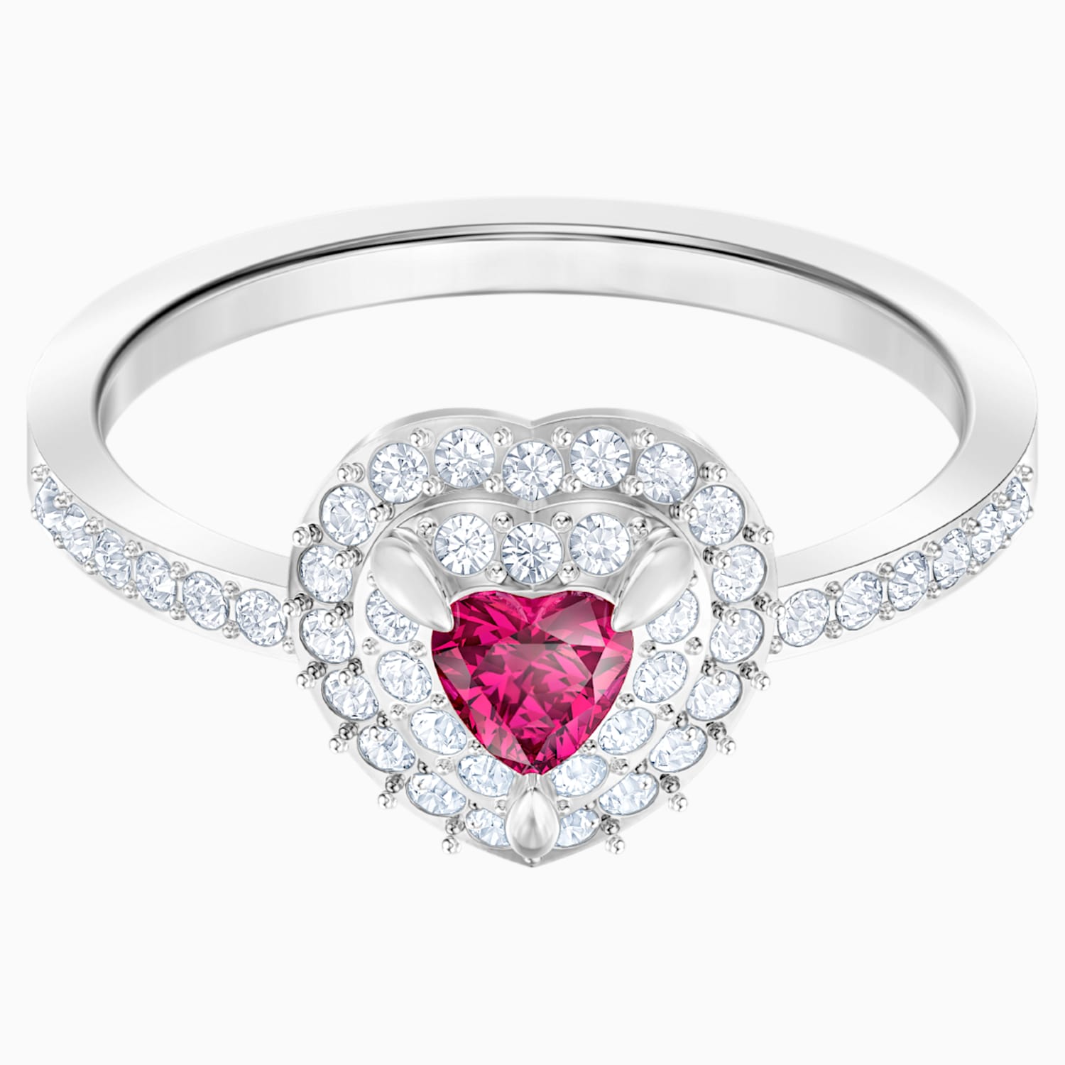 Bague One Rouge Metal Rhodie Swarovski Com