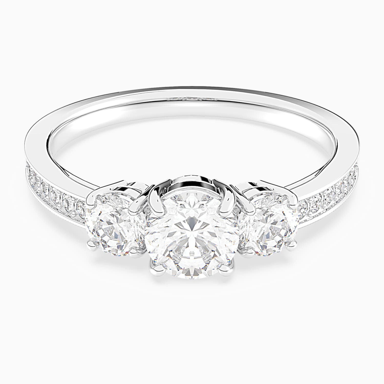 Attract Trilogy Round Yuzuk Beyaz Rodyum Kaplama Swarovski Com