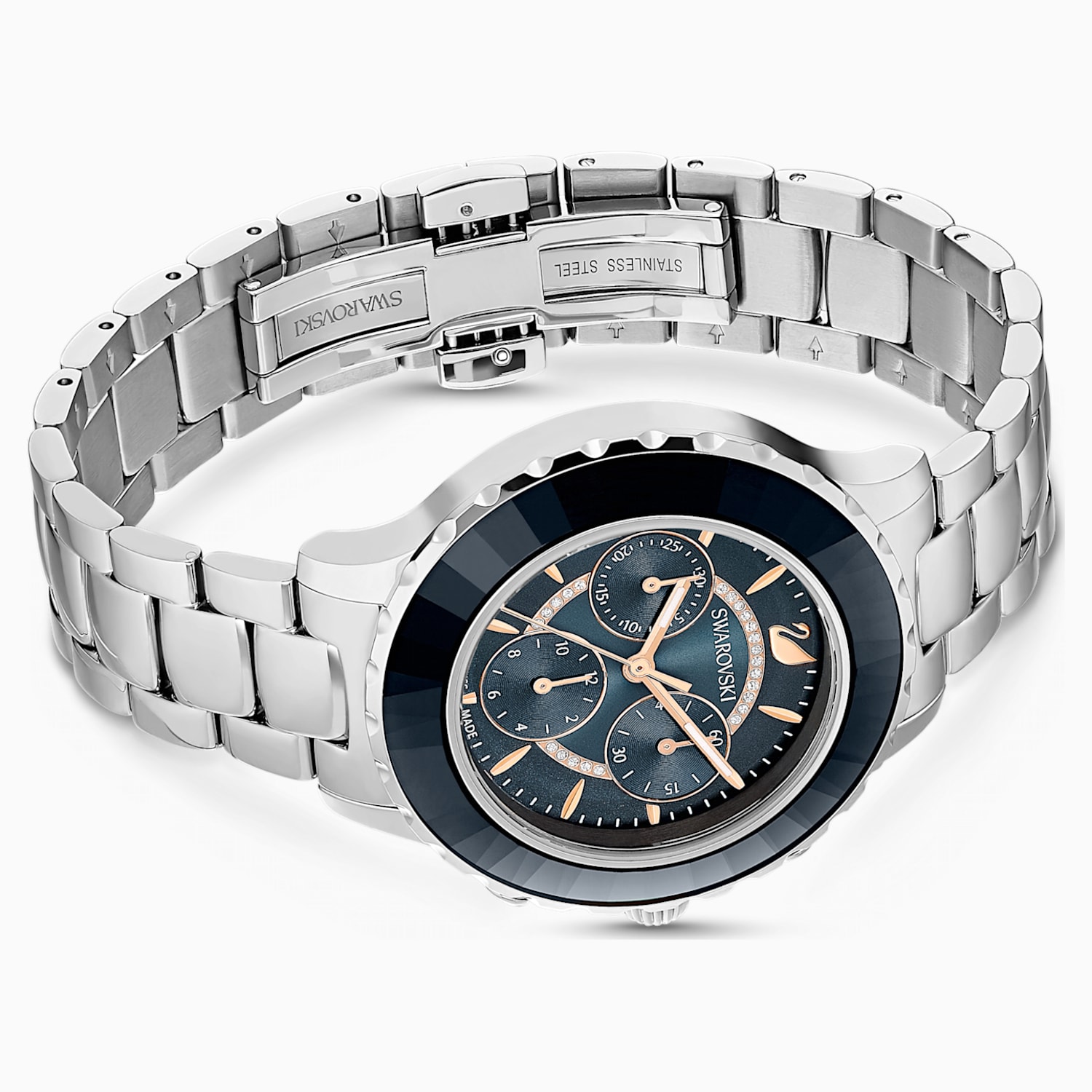 Octea Lux Chrono Watch Metal Bracelet Dark Gray Stainless Steel Swarovski Com