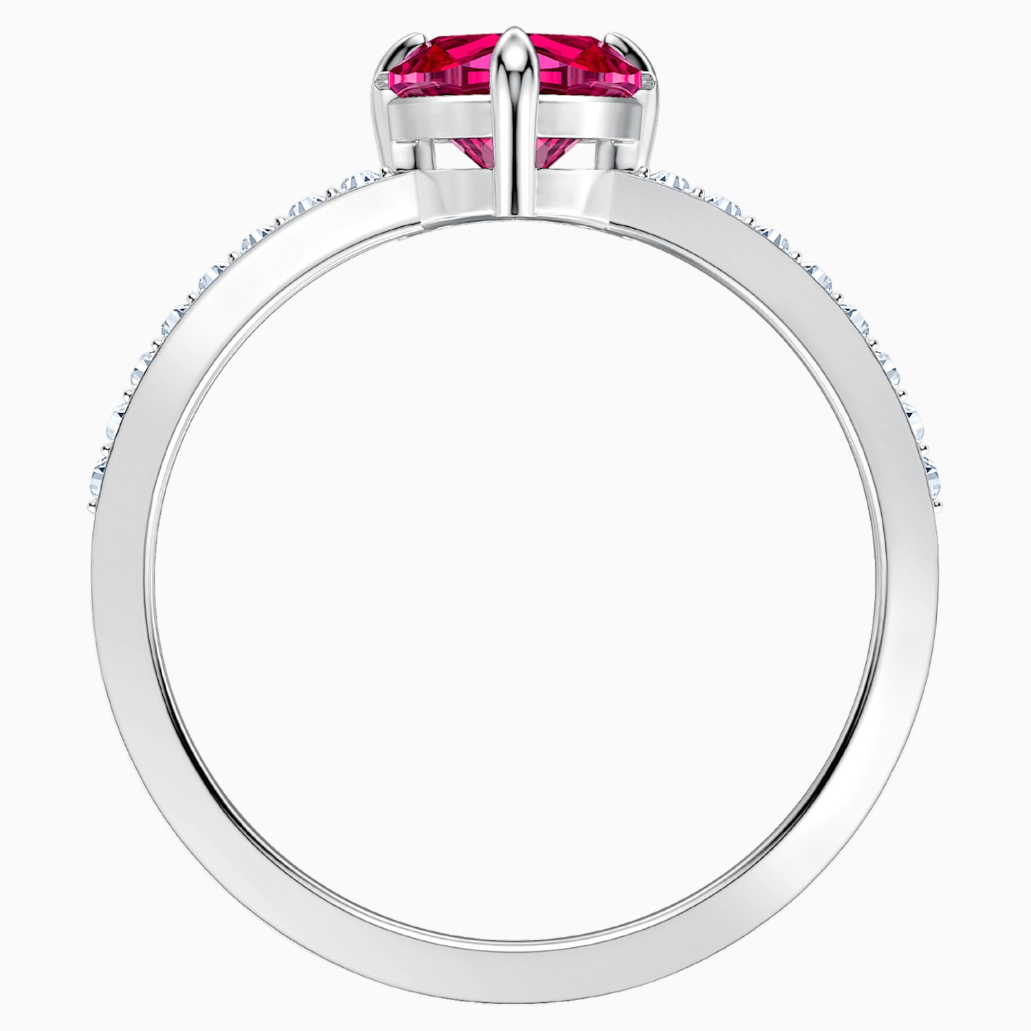 Bague One Heart Rouge Metal Rhodie Swarovski Com