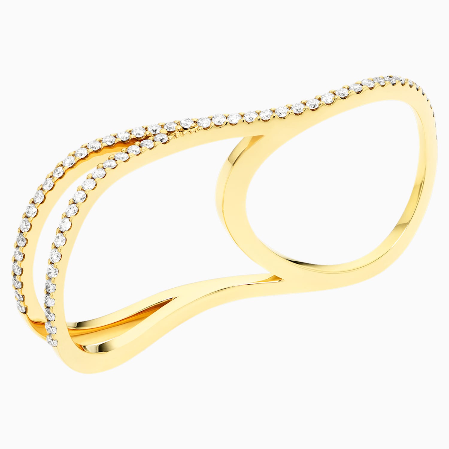 Arc En Ciel Double Ring 18k Yellow Gold Size 55 Swarovski Com
