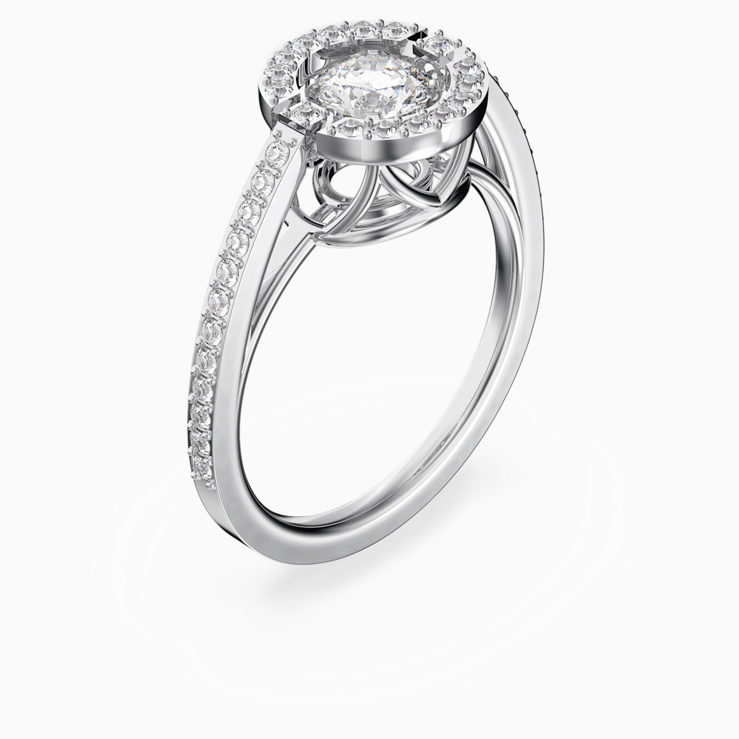 Swarovski Sparkling Dance Round Ring White Rhodium Plated Swarovski Com
