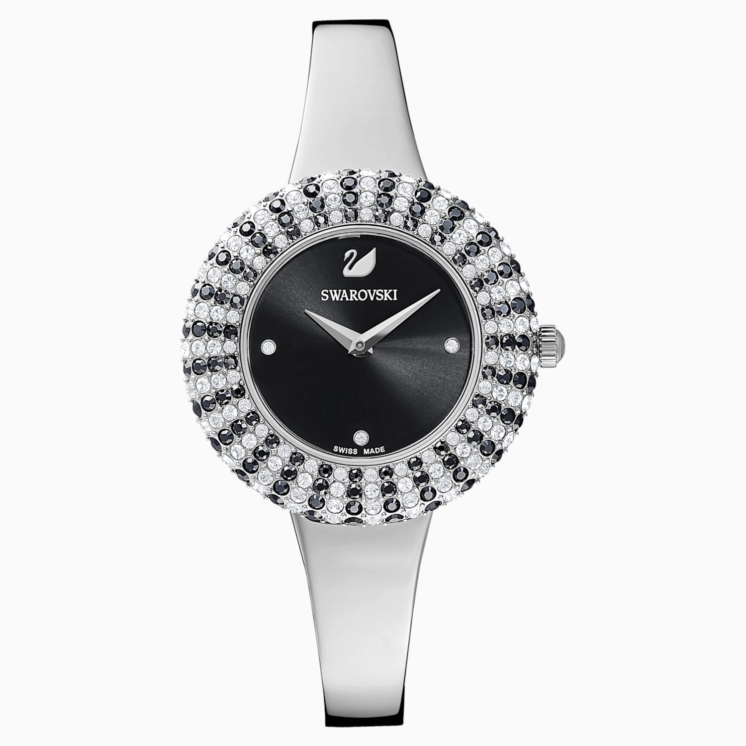 black metal bracelet watch
