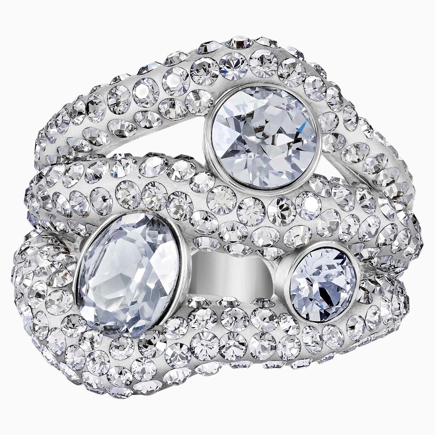 Bague Cocktail Tigris Gris Metal Plaque Palladium Swarovski Com