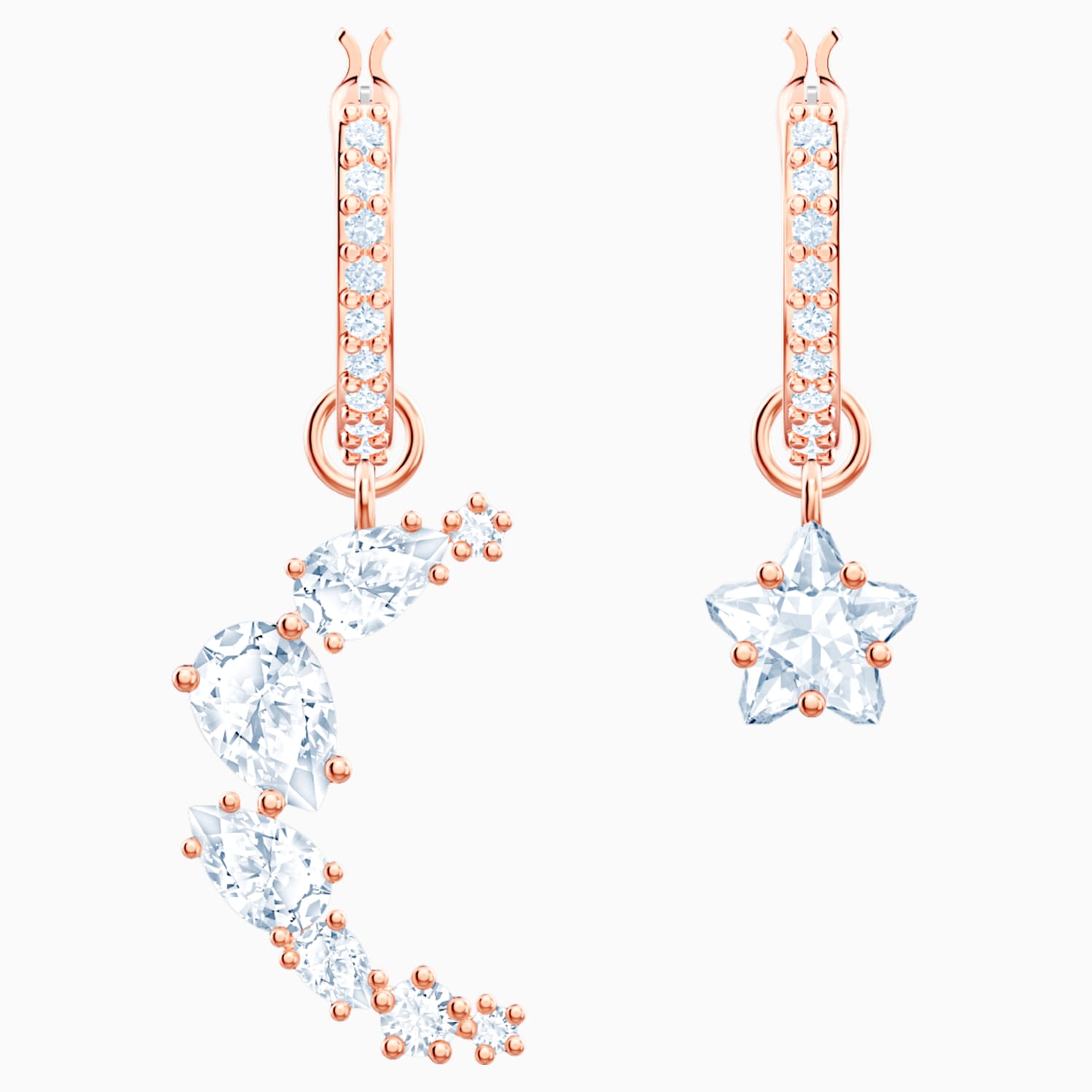 Penelope Cruz Moonsun Drop Pierced Earrings White Rose Gold Tone