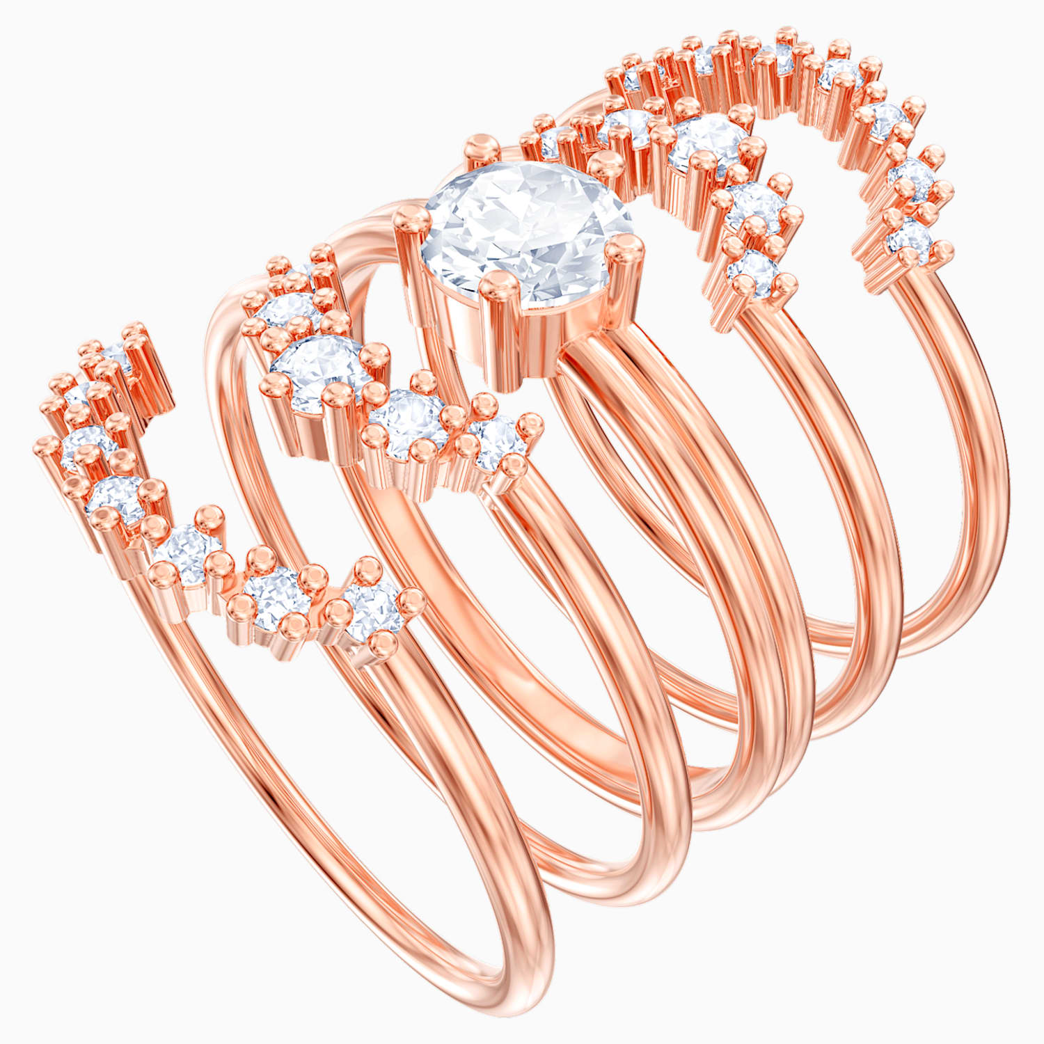 Penelope Cruz Moonsun Stacking Ring White Rose Gold Tone Plated