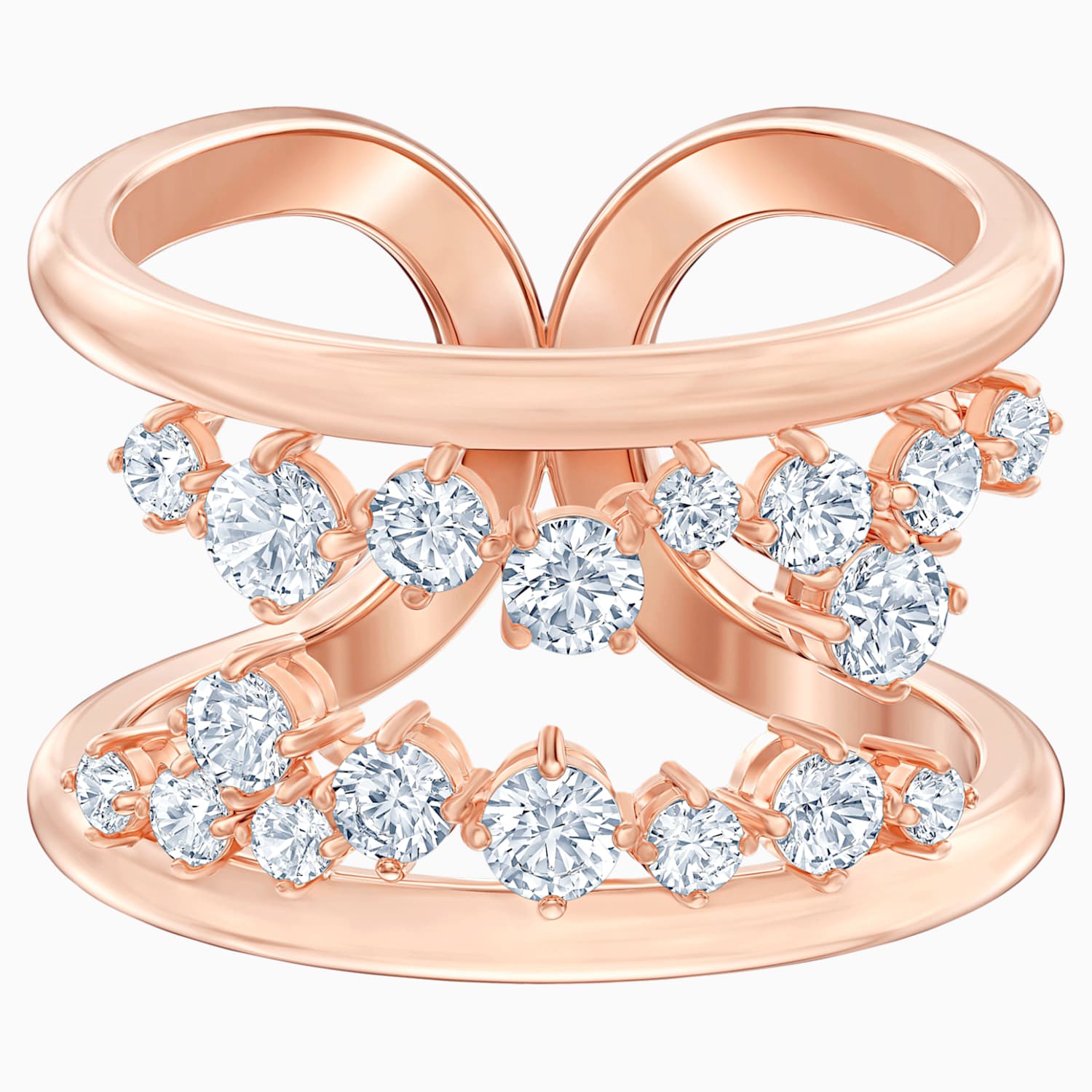 Bague Avec Motif North Blanc Metal Dore Rose Swarovski Com
