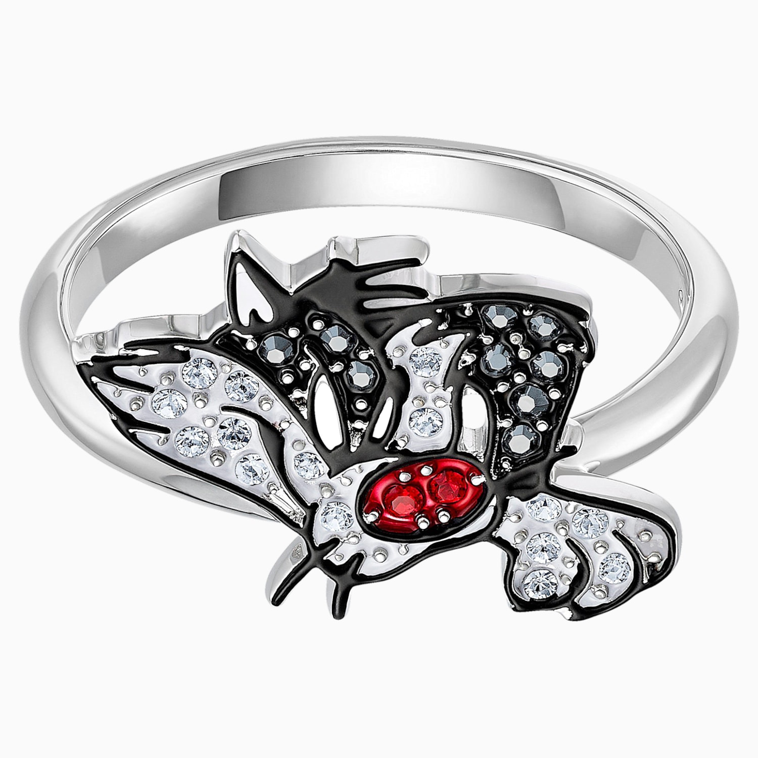 Looney Tunes Sylvester Motif Ring Multi Colored Rhodium Plated