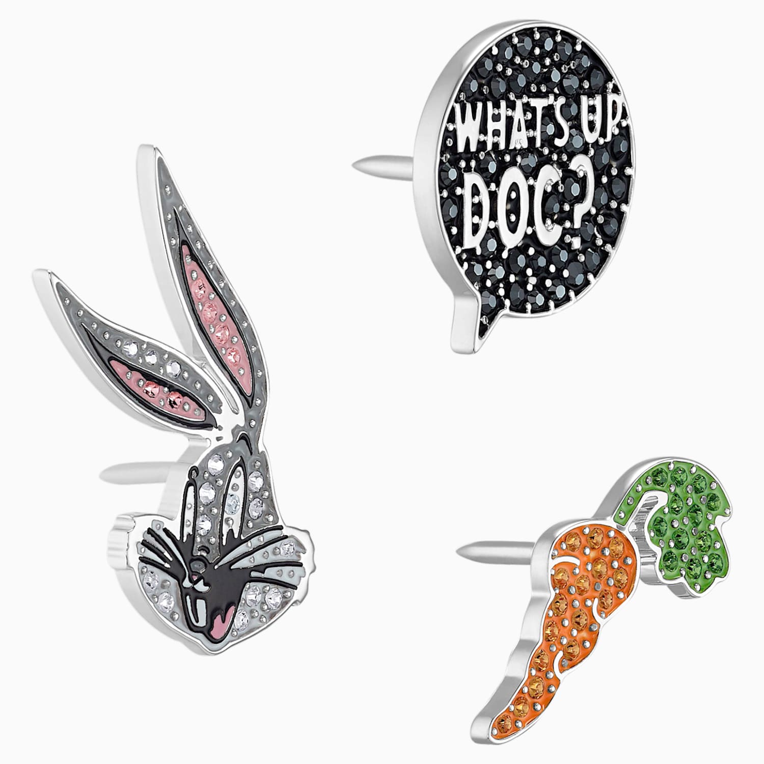 Looney Tunes Bugs Bunny Tie Pin Set Multi Colored Rhodium Plated Swarovski Com