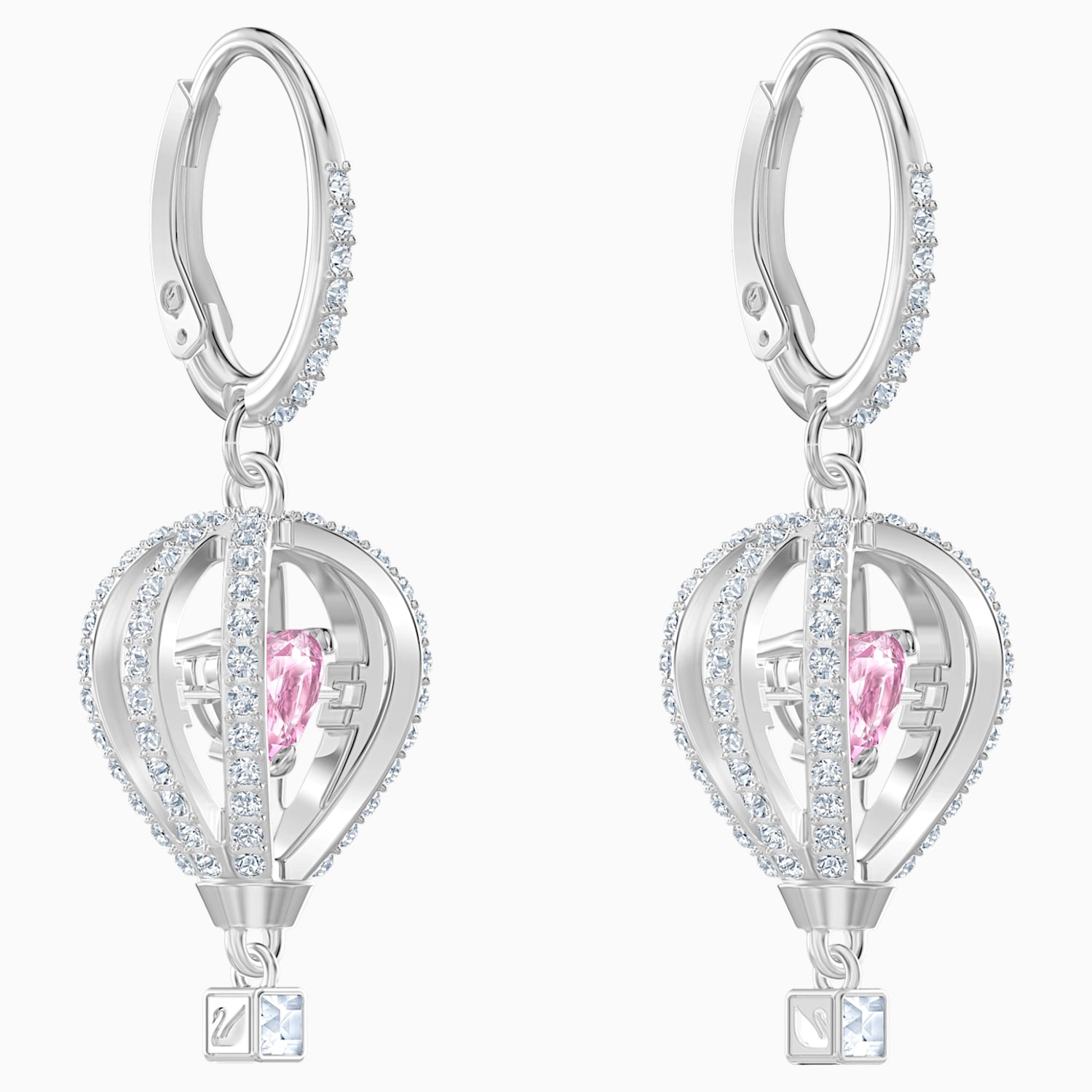 Into The Sky Drop Pierced Earrings Pink Rhodium Plated Swarovski Com
