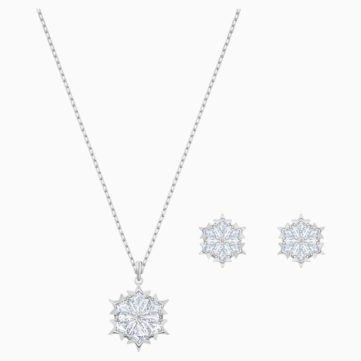 Magic Snowflake Set Beyaz Rodyum Kaplama Swarovski Com