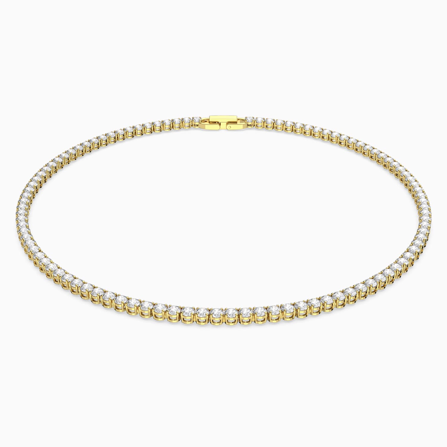 Tennis Deluxe Kolye Beyaz Altin Rengi Kaplama Swarovski Com