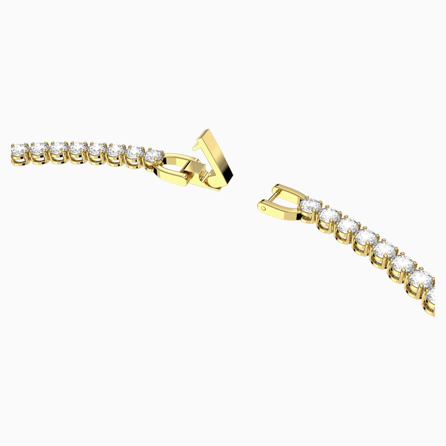 Tennis Deluxe Necklace, White, Gold 