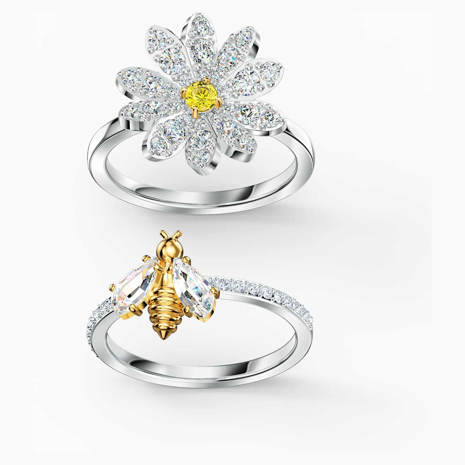 Eternal Flower Ring Set Yellow Mixed Metal Finish Swarovski Com