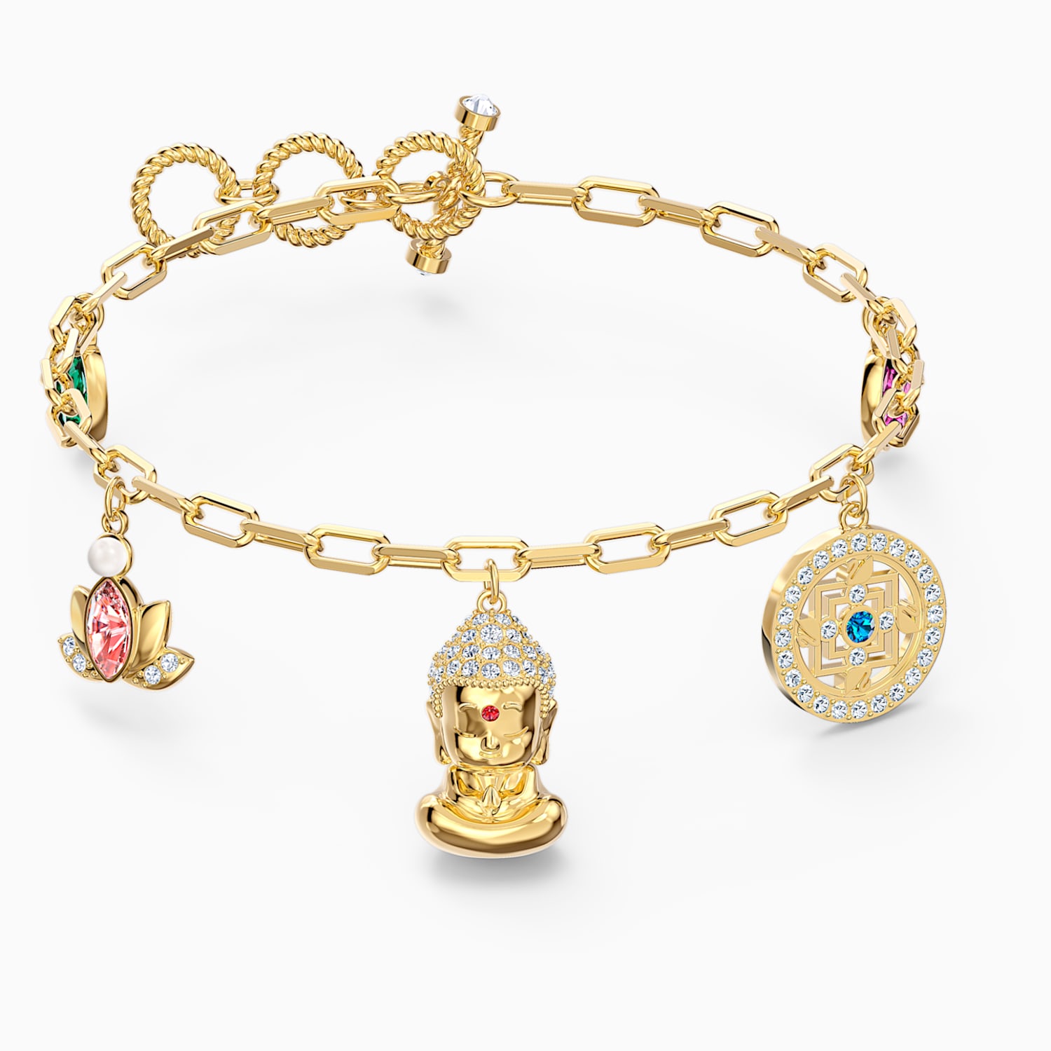 Swarovski Symbolic Buddha Bracelet Light Multi Coloured Gold Swarovski Symbolic Buddha Bracelet