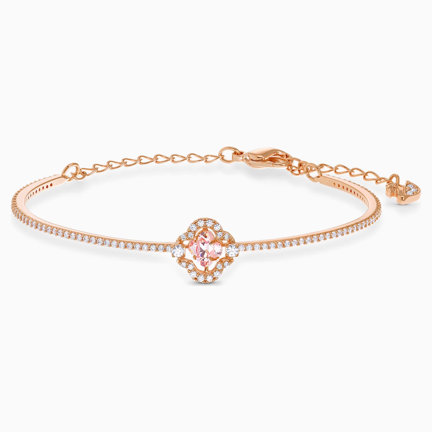 Swarovski Sparkling Dance Clover Bileklik Pembe Pembe Altin Rengi Kaplama