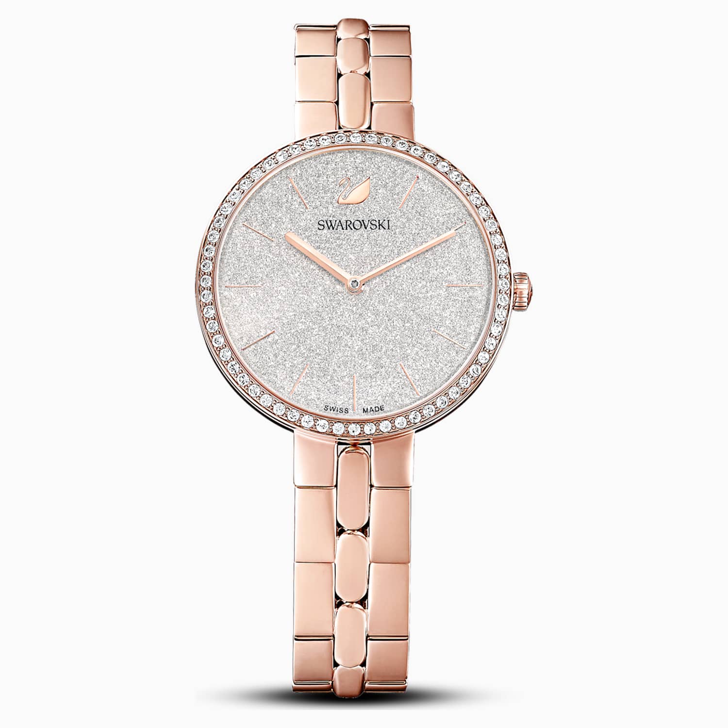 Van hen Herhaal Staat Cosmopolitan-horloge, Metalen armband, Wit, Roségoudkleurig PVD |  Swarovski.com