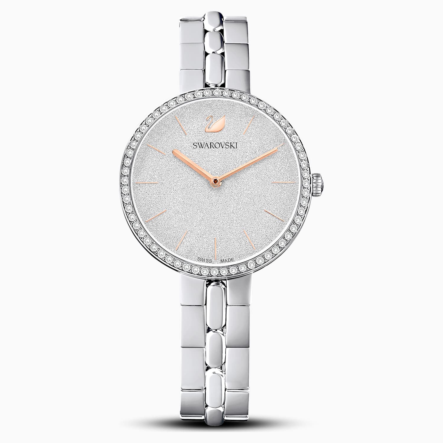 Noord inch Compliment Cosmopolitan-horloge, Metalen armband, Wit, Roestvrij staal | Swarovski.com