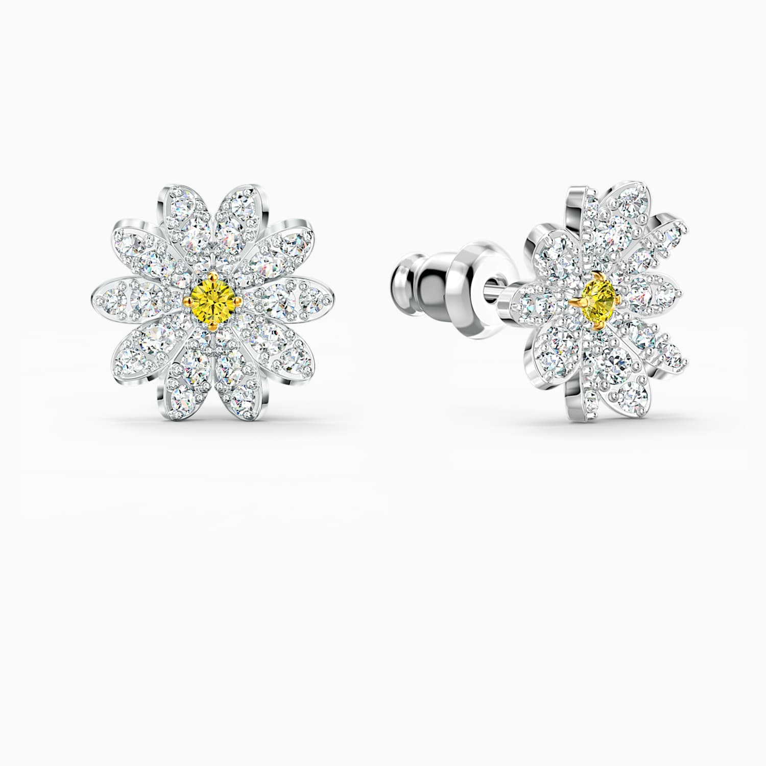 Eternal Flower Stud Pierced Earrings Yellow Mixed Metal Finish