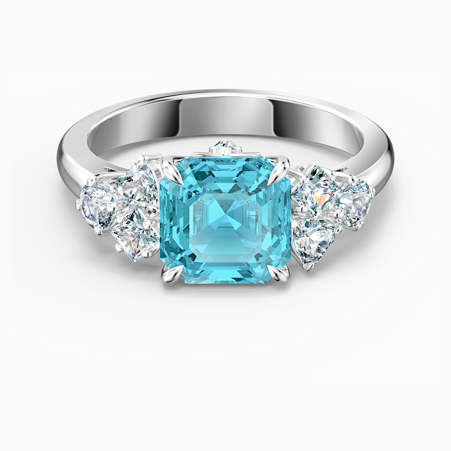 Bague Sparkling Aiguemarine Turquoise Metal Rhodie Swarovski Com