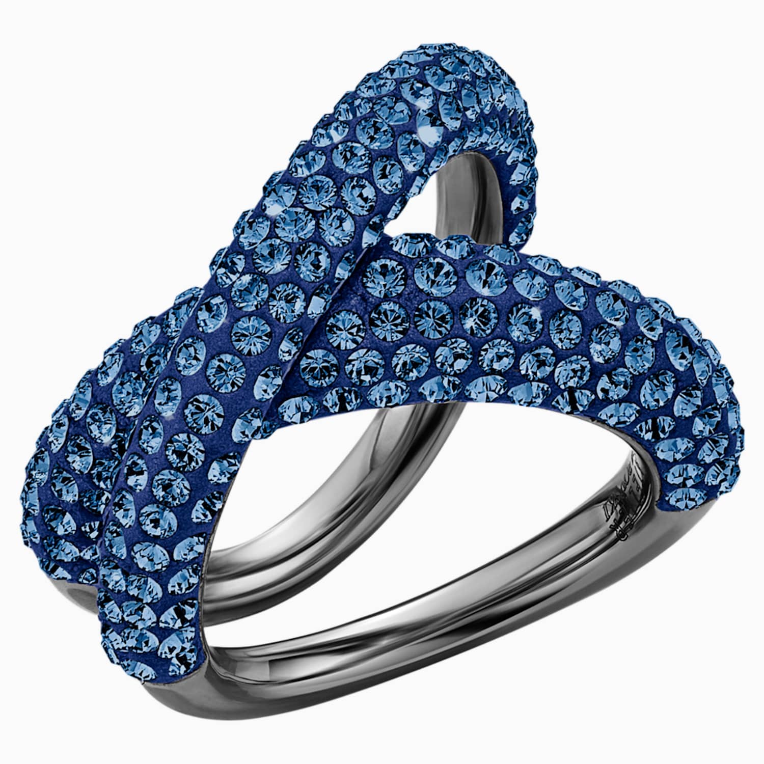 Bague Tigris Bleu Metal Plaque Ruthenium Swarovski Com