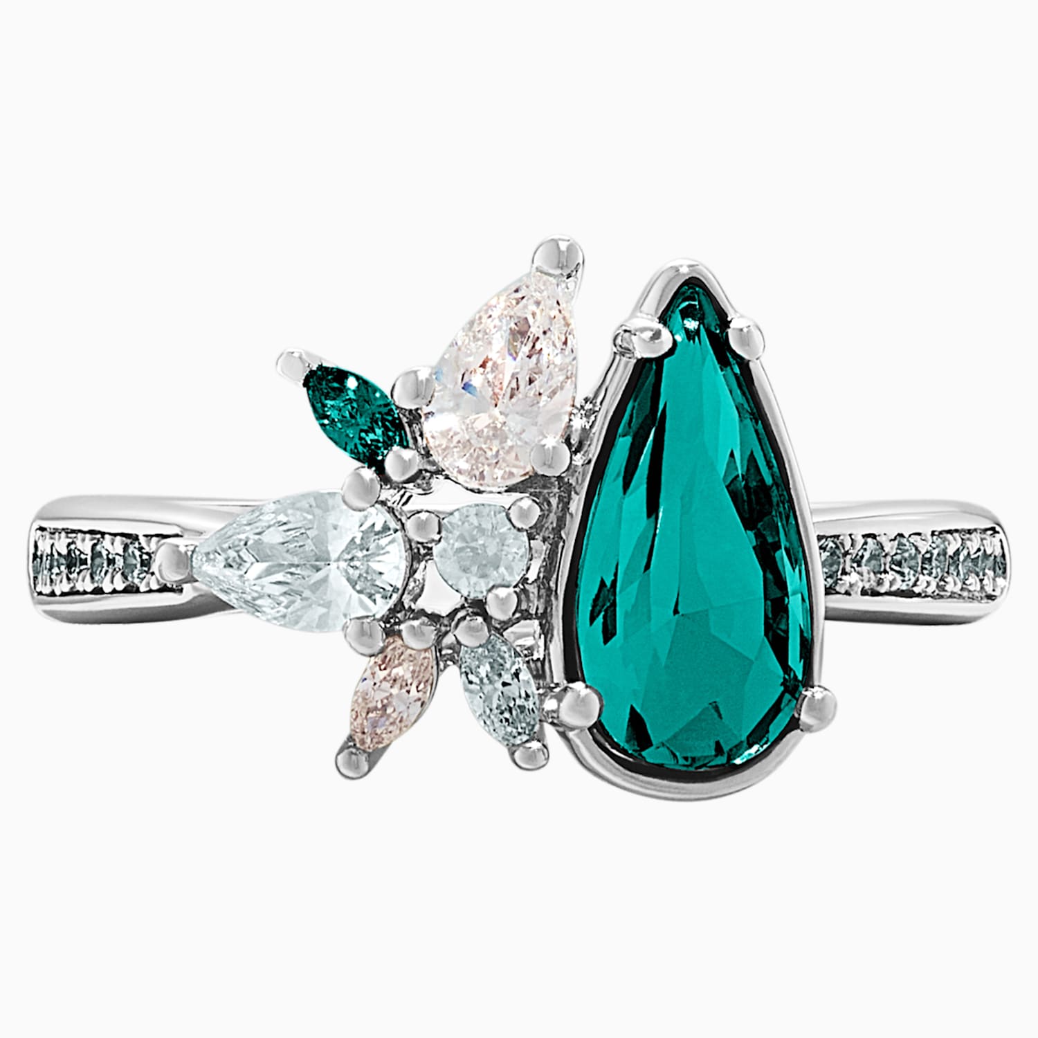 Botanical Yuzuk Yesil Rodyum Kaplama Swarovski Com