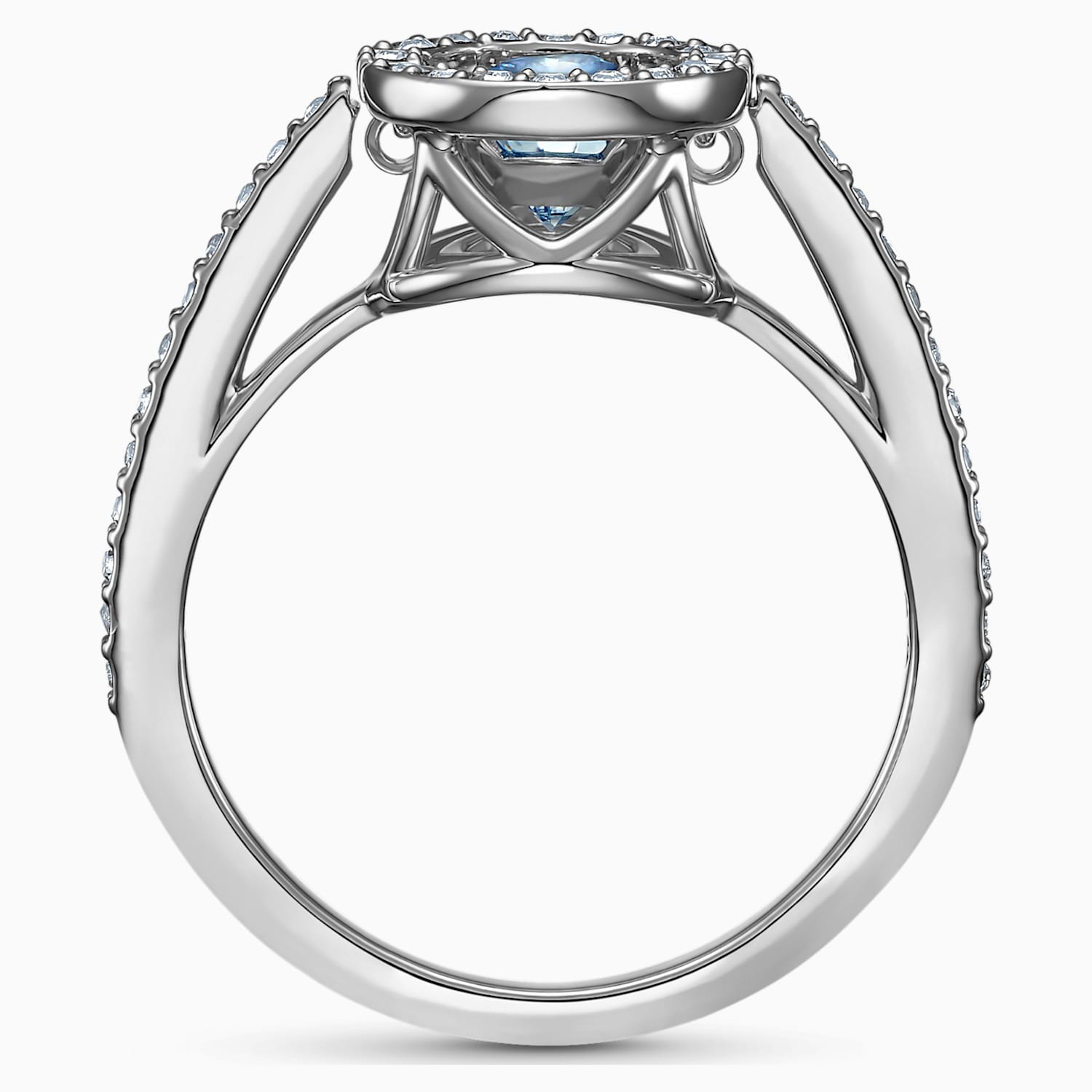 Swarovski Sparkling Dance Round Ring Aqua Rhodium Plated Swarovski Com