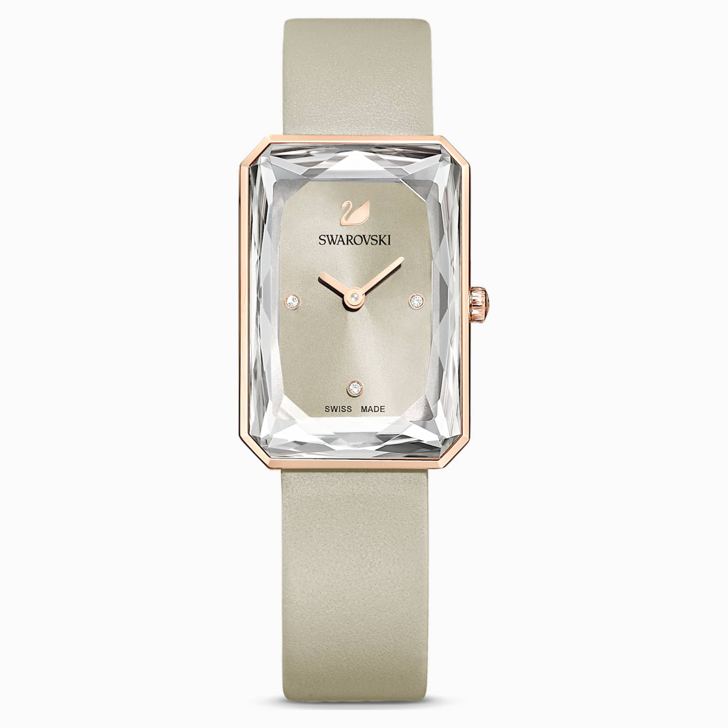 Uptown Saat Deri Kayis Gri Pembe Altin Rengi Pvd Swarovski Com