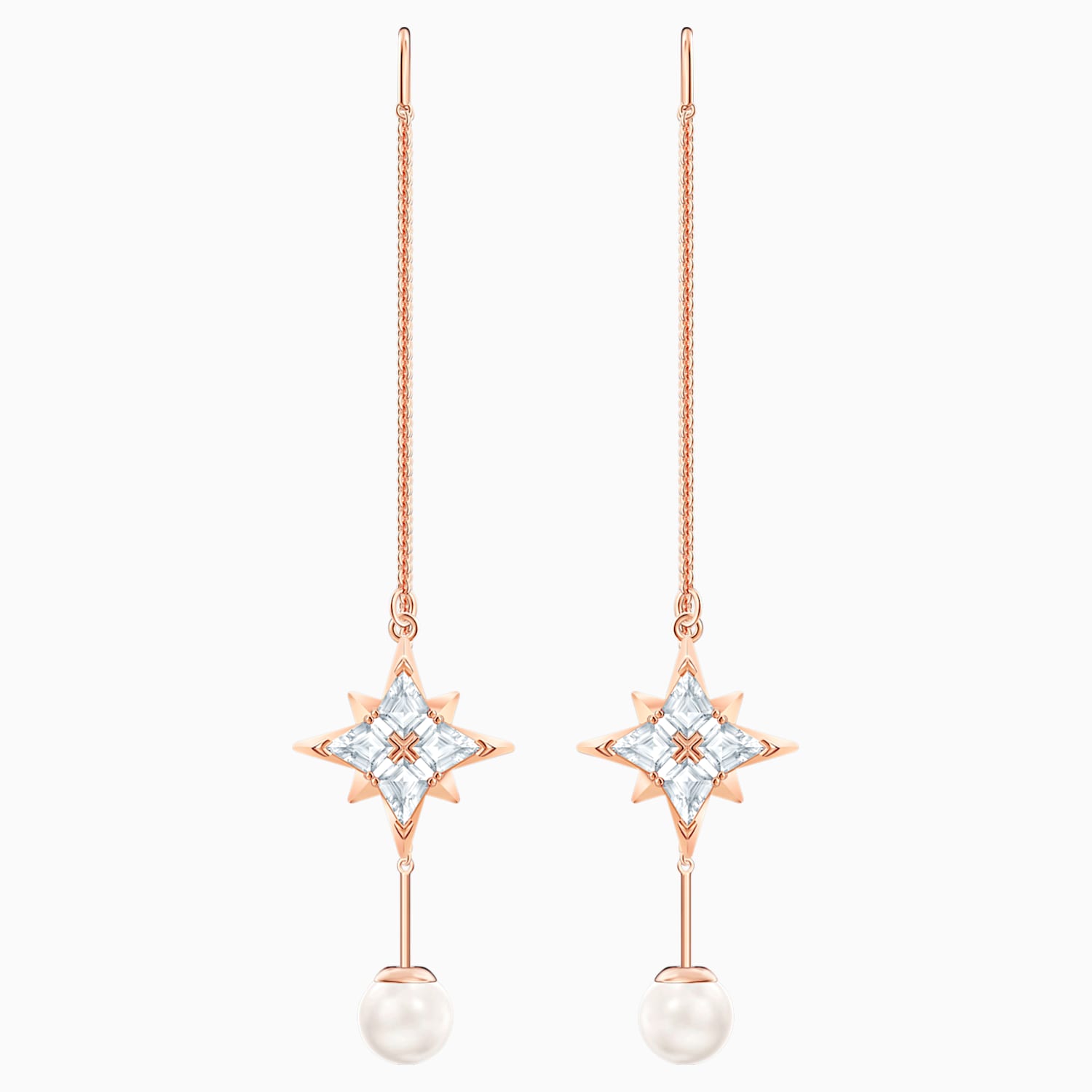 Swarovski Symbolic 链式穿孔耳环 白色 镀玫瑰金色调 施华洛世奇swarovski Com Cn