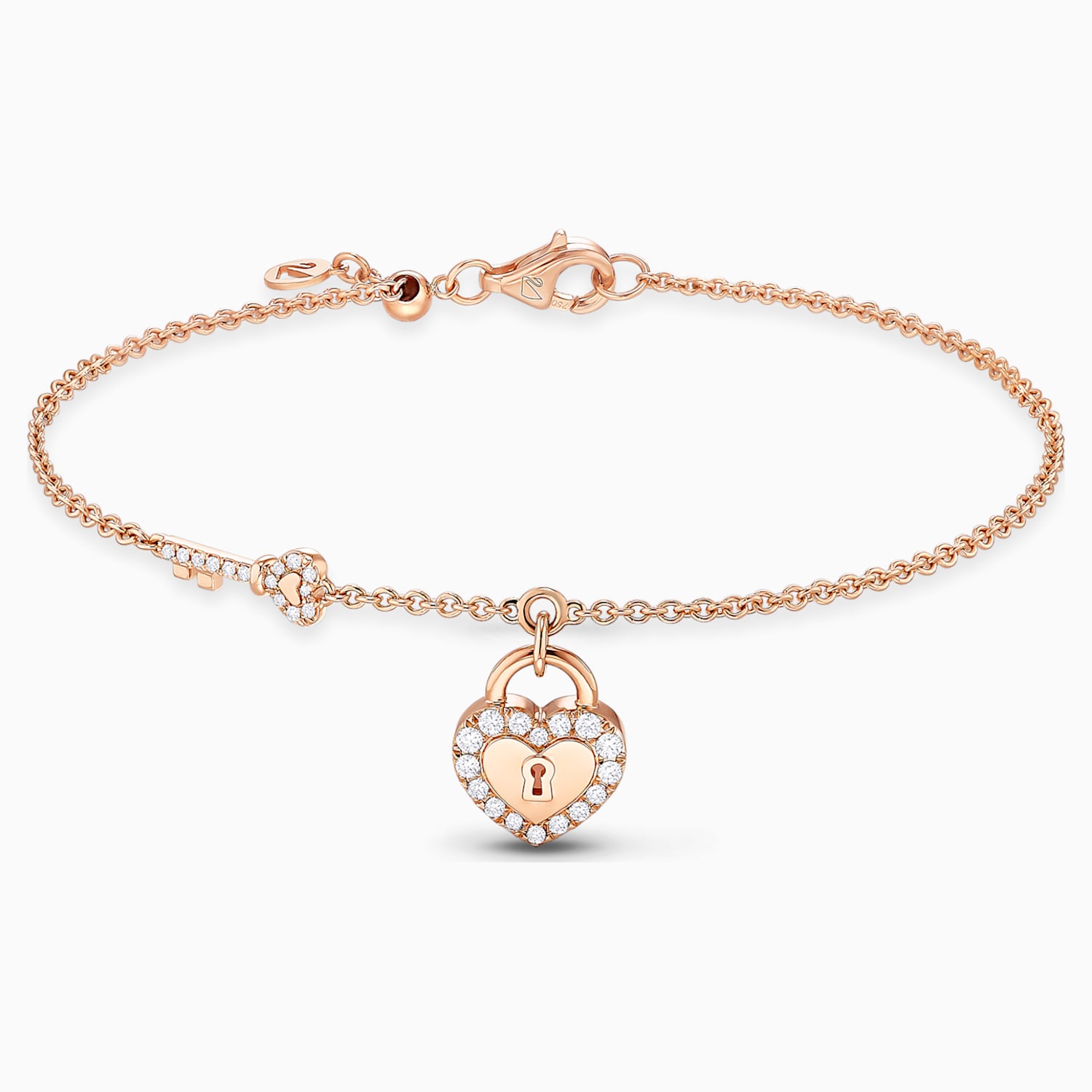 18kr Dia Love Lock Ii Heart Key Bracelet Swarovski Com