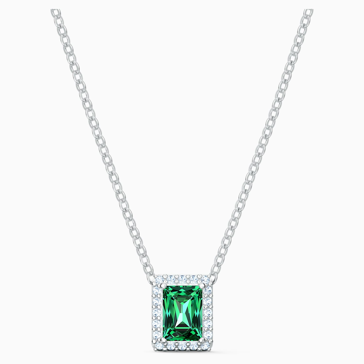 Angelic Rectangular Necklace Green Rhodium Plated Swarovski Com