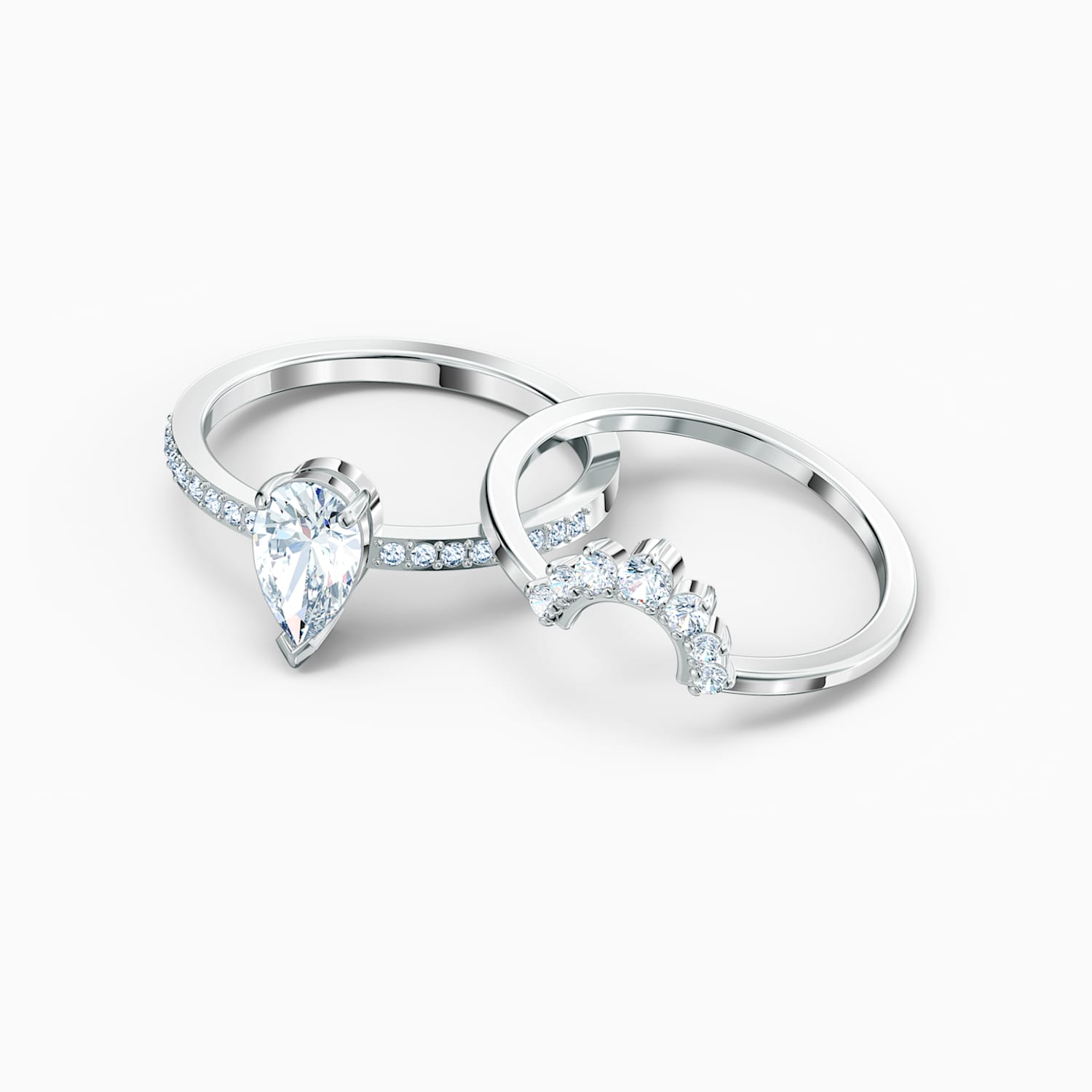 Attract Pear Ring Set White Rhodium Plated Swarovski Com