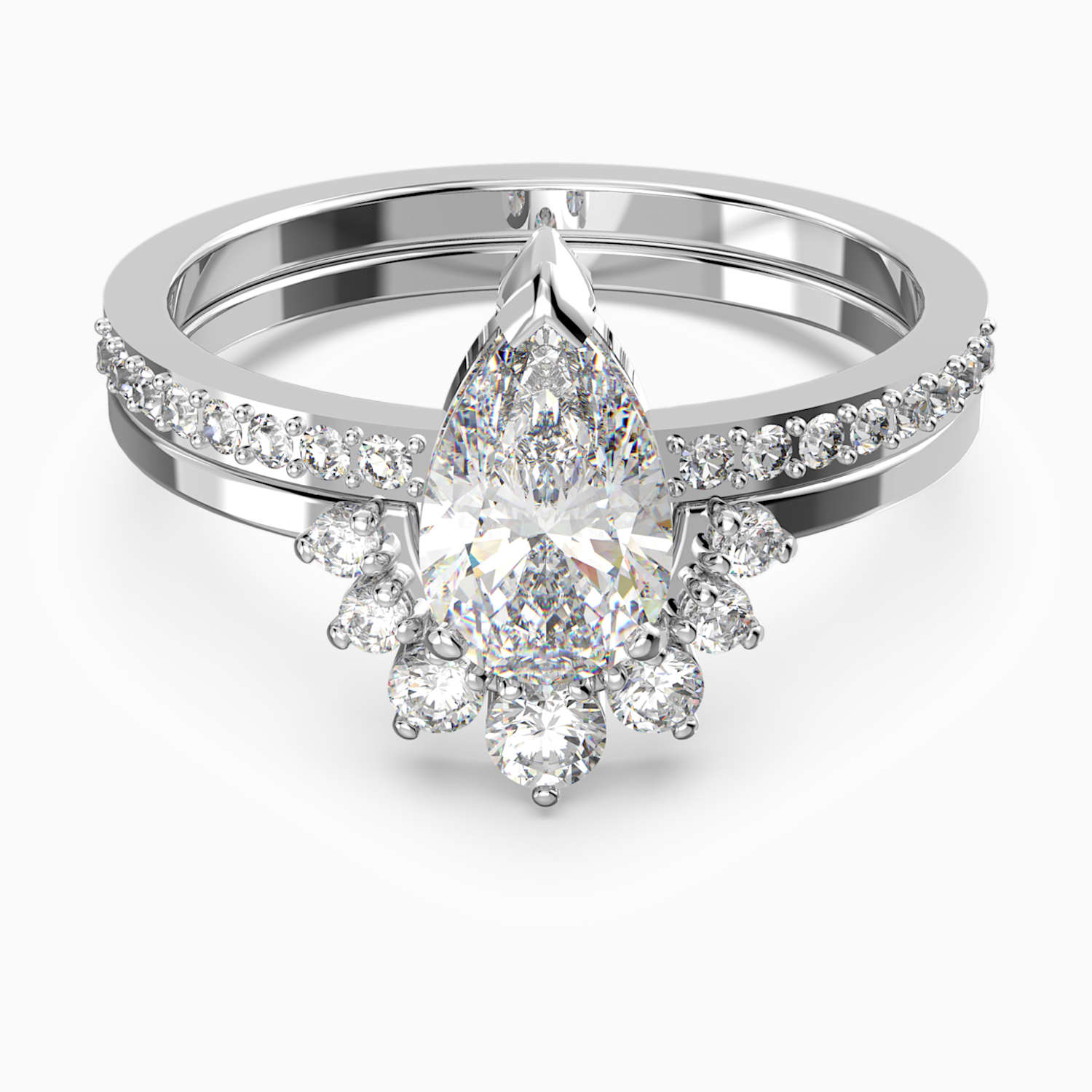 Attract Pear Yuzuk Seti Beyaz Rodyum Kaplama Swarovski Com