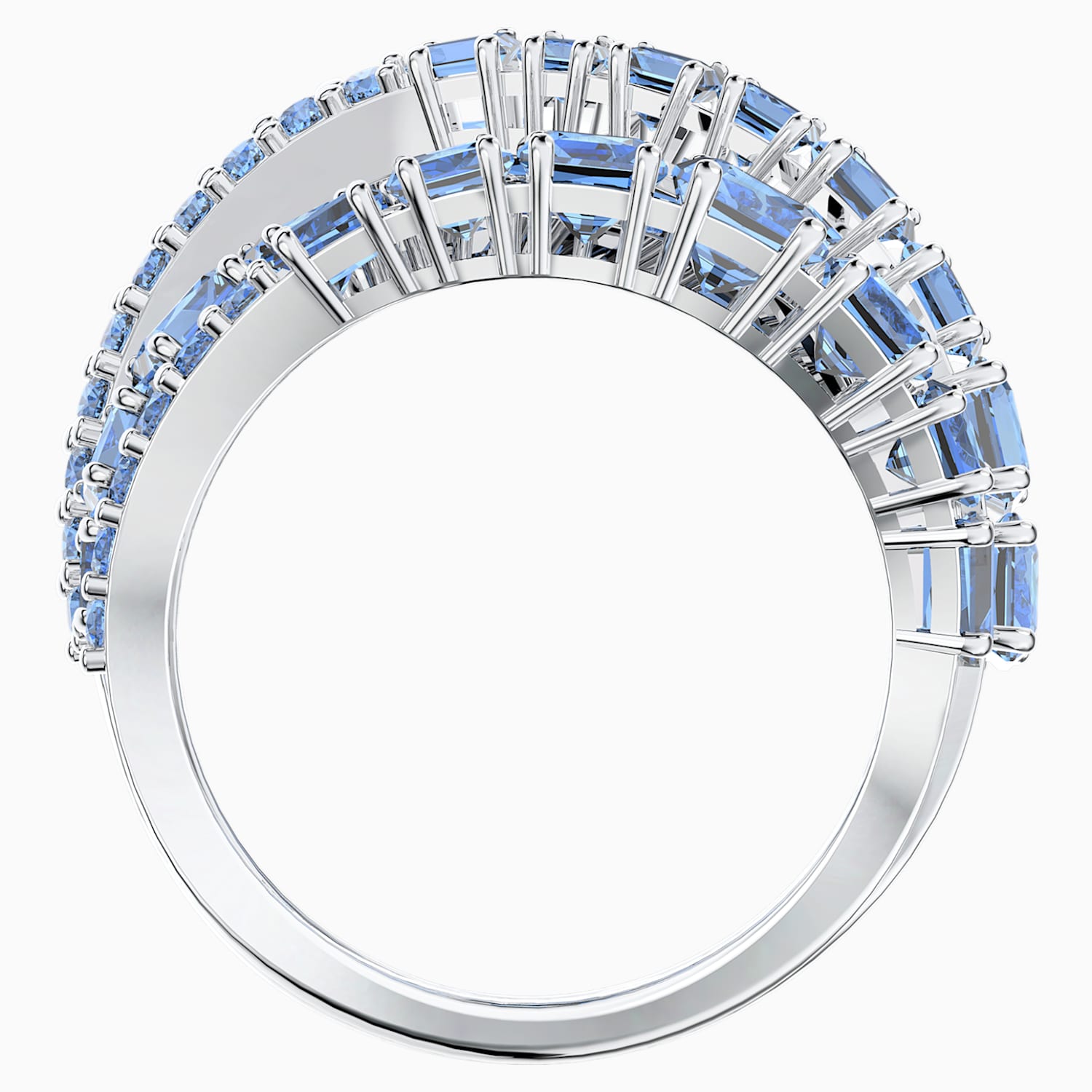 Twist Wrap Ring Blue Rhodium Plated Swarovski Com