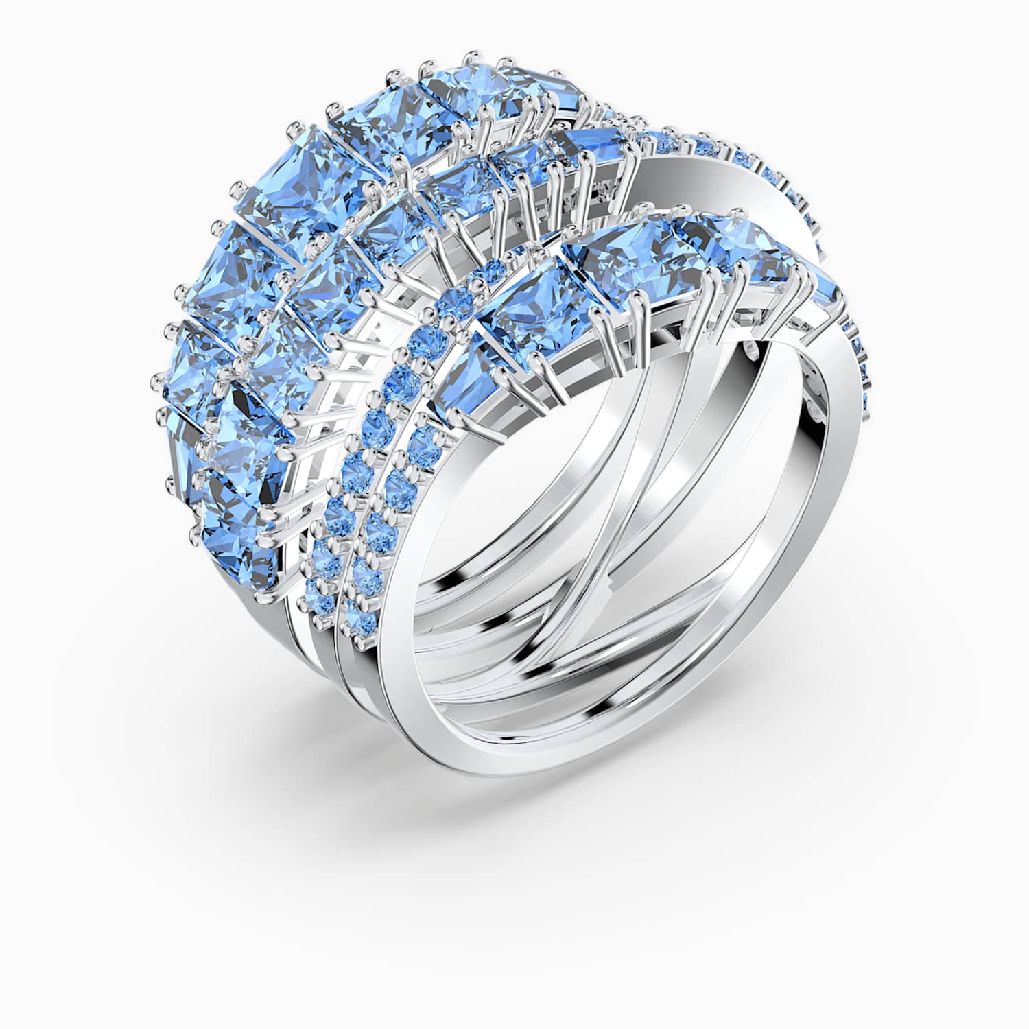 Twist Wrap Ring Blue Rhodium Plated Swarovski Com