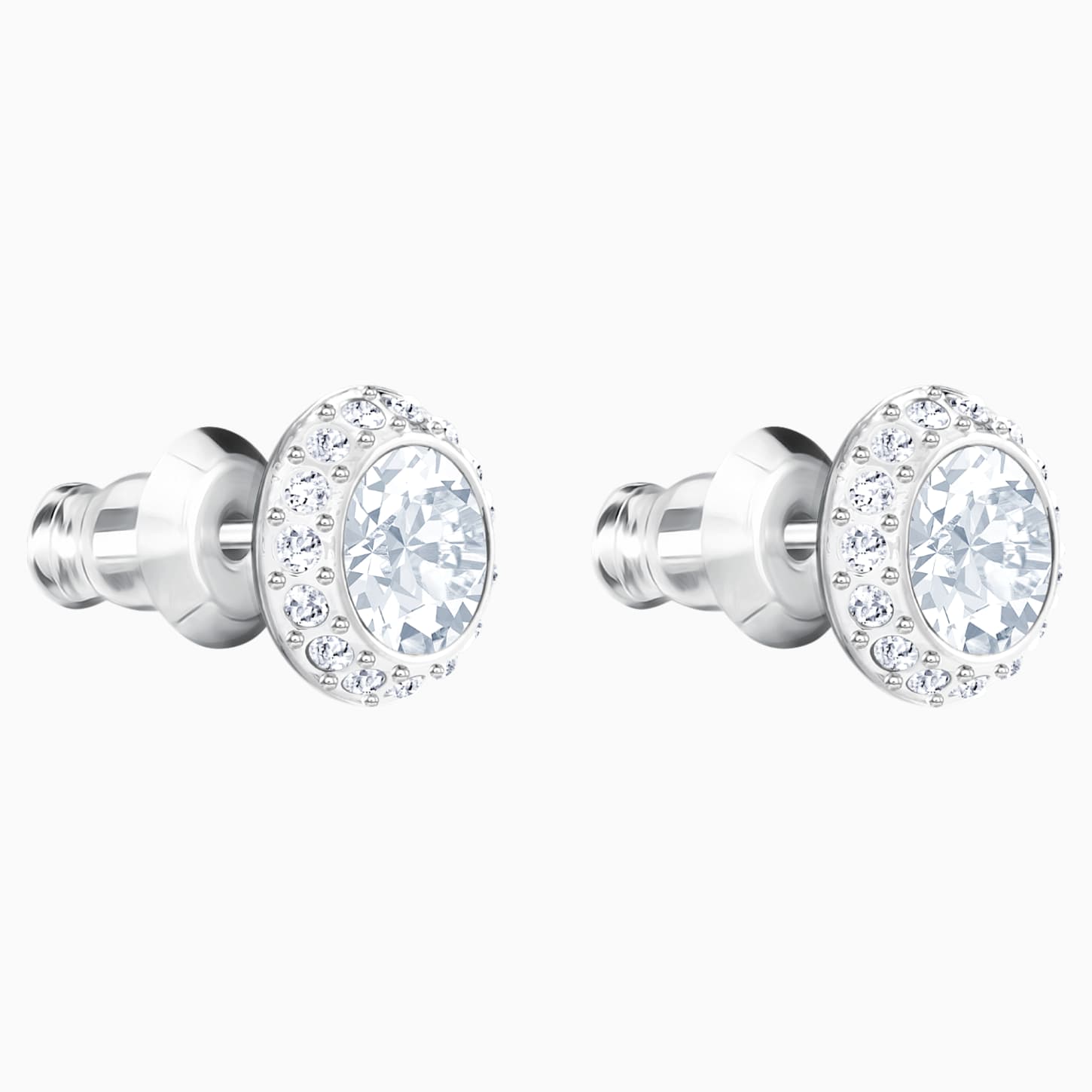 Pendientes Angelic, blanco, Baño de Rodio | Swarovski.com