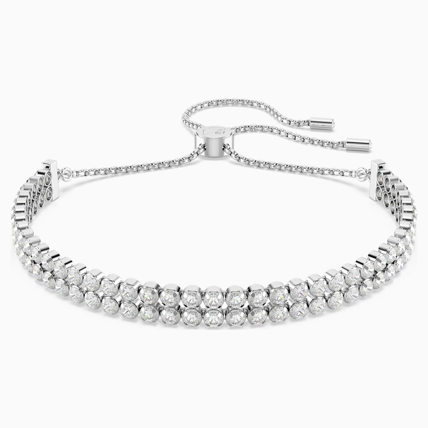 Subtle Bracelet, White, Rhodium plated | Swarovski.com
