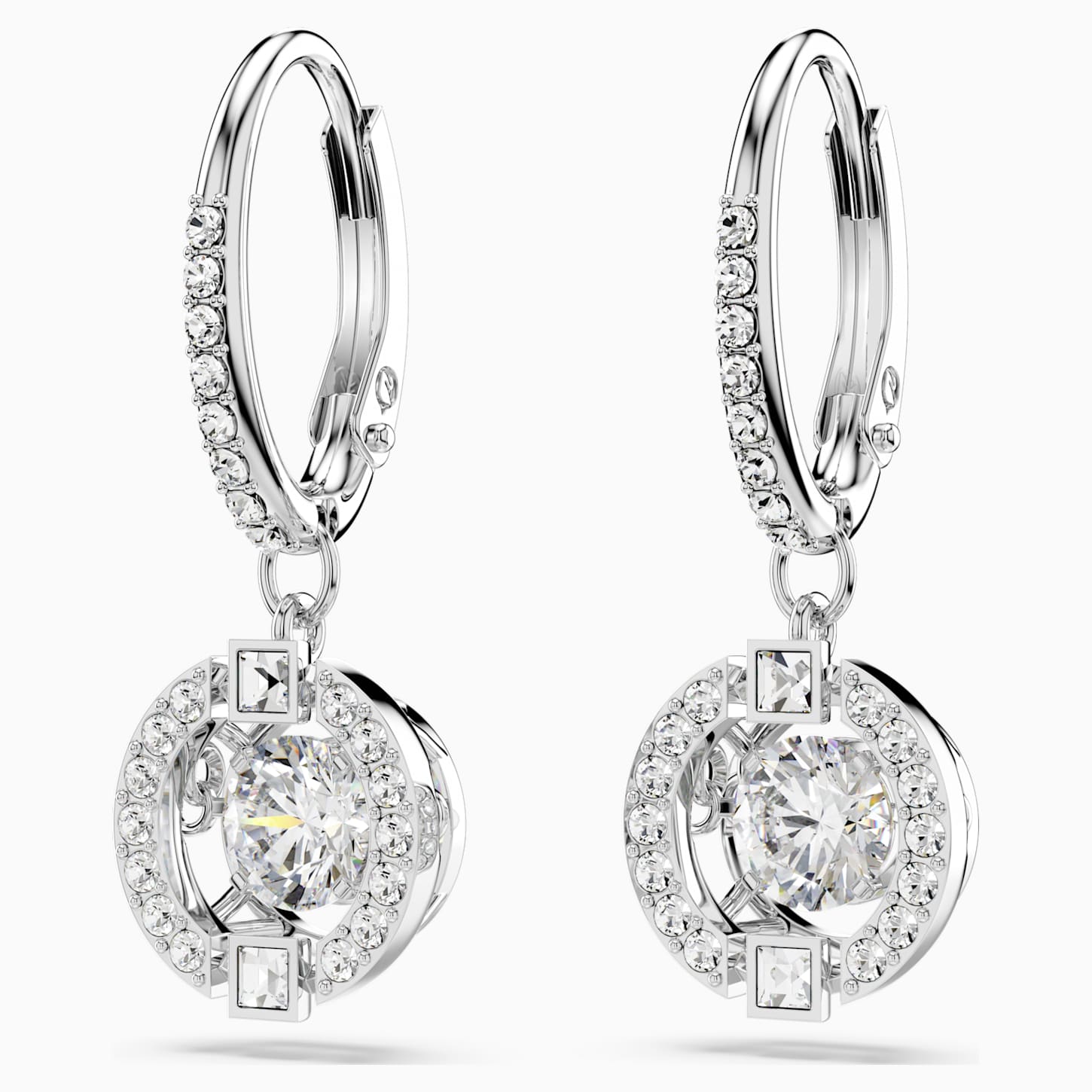 Swarovski solitaire pierced earrings white rhodium plating clearance