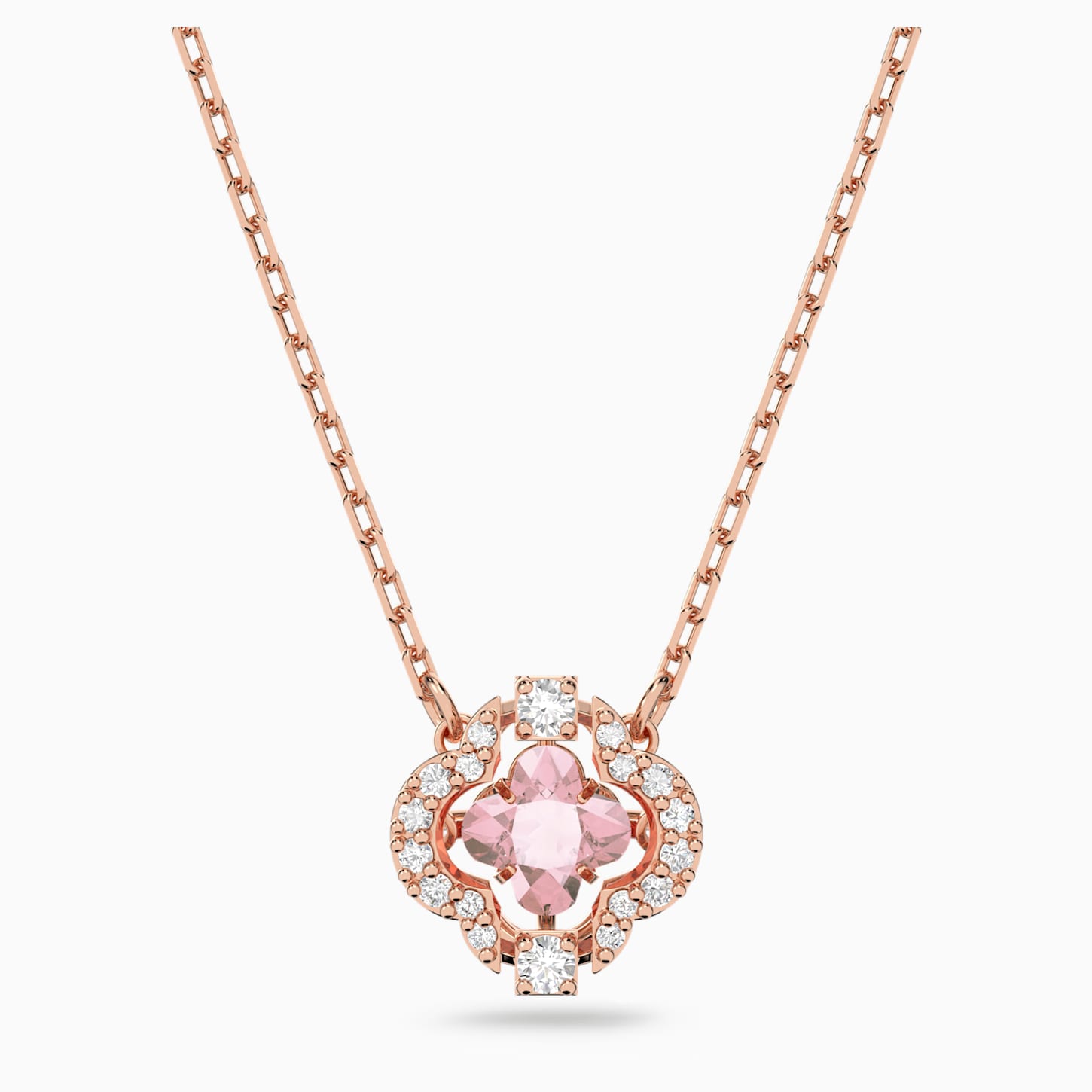 Swarovski Sparkling Dance Clover Necklace, Pink, Rose-gold tone plated ...